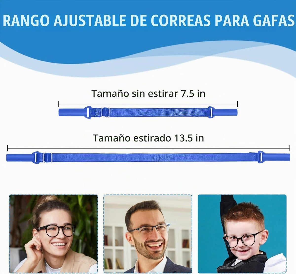 Enenfly Correas ajustables para gafas, paquete de 3 retenedores de...