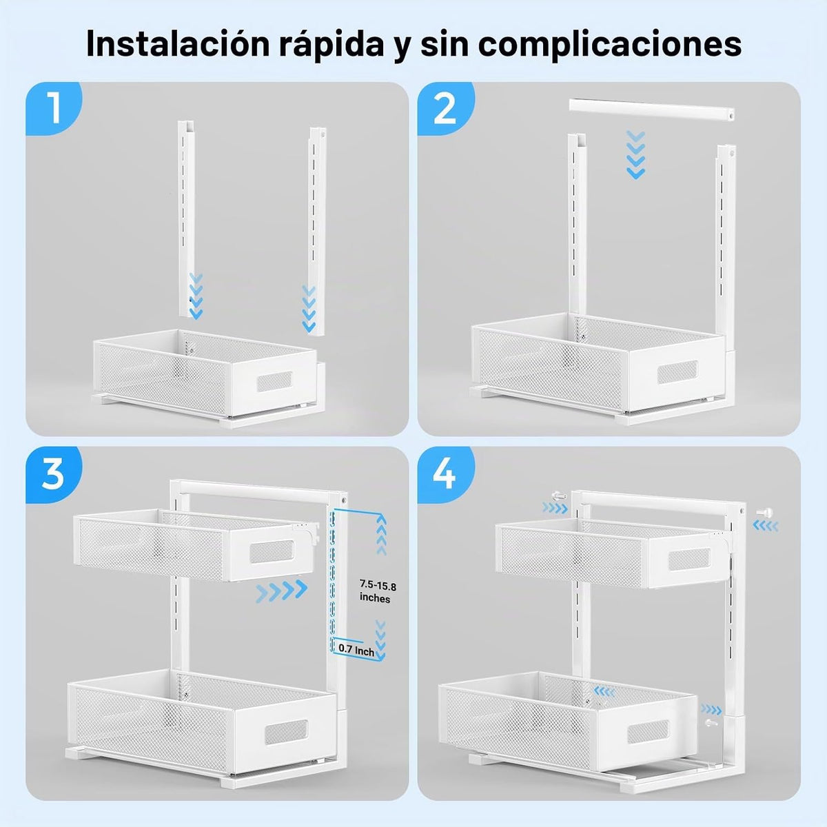 TISTAYA Organizador extraíble para debajo del fregadero de la cocin...