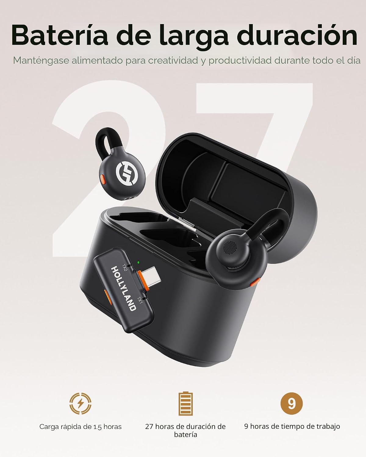 Hollyland Lark M2S - Micrófono inalámbrico con enchufe USB-C para i...