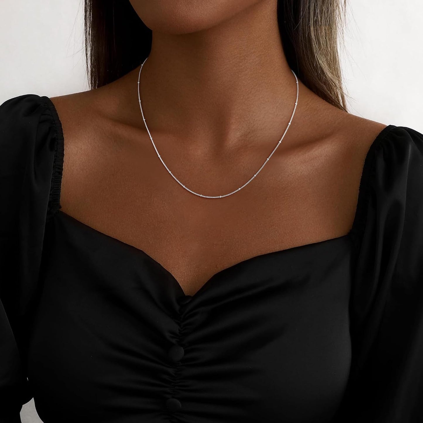 BLThing Collar de cadena de plata de ley S925 para mujer, cadena de...