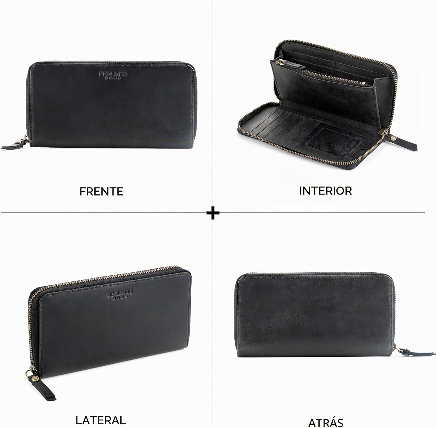 BERLINER BAGS Cartera de cuero genuino, tarjetero con bloqueo RFID...