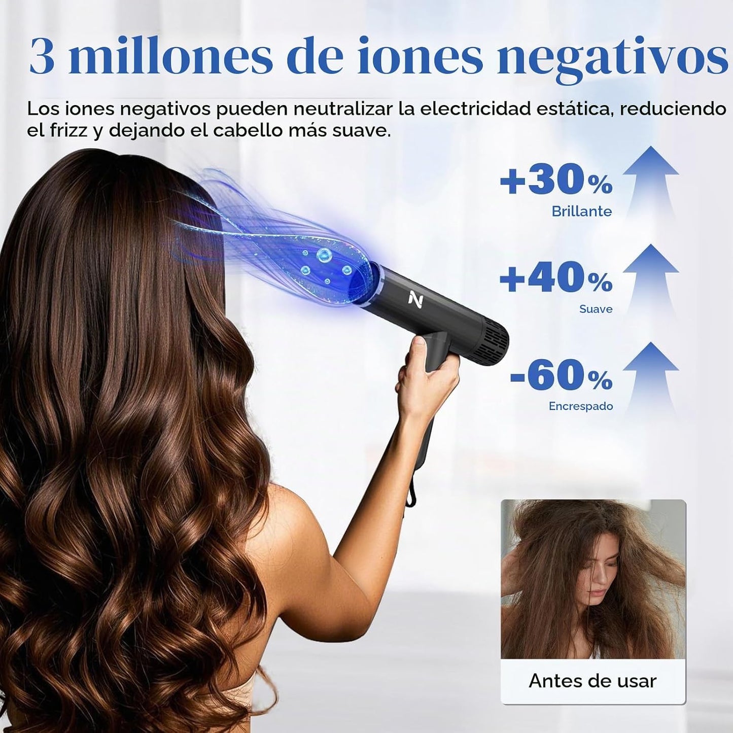 Natrial Ionic - Secador de pelo profesional con difusor para cabell...