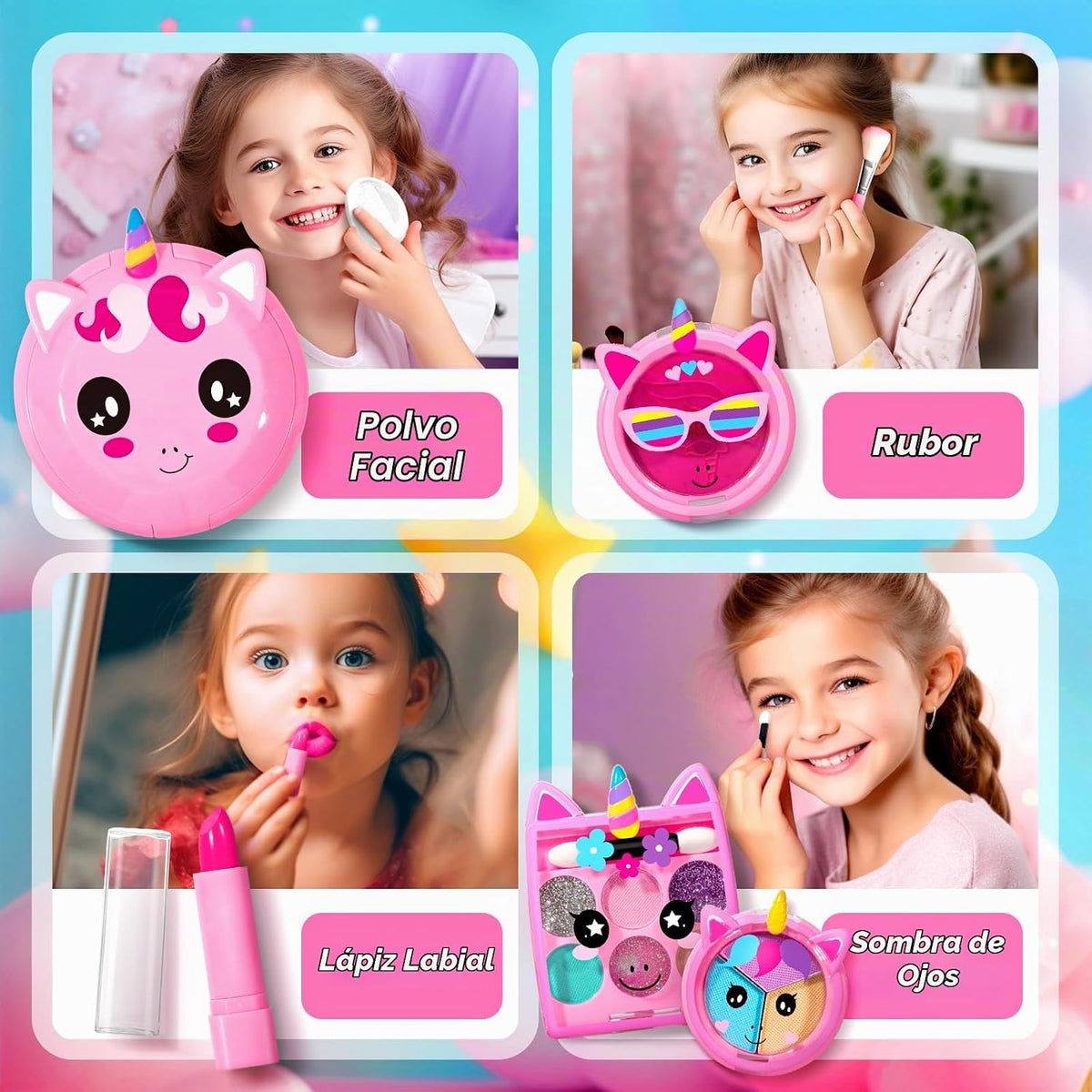 ULOVEME - Kit de maquillaje real para niñas pequeñas, juguete de ma...