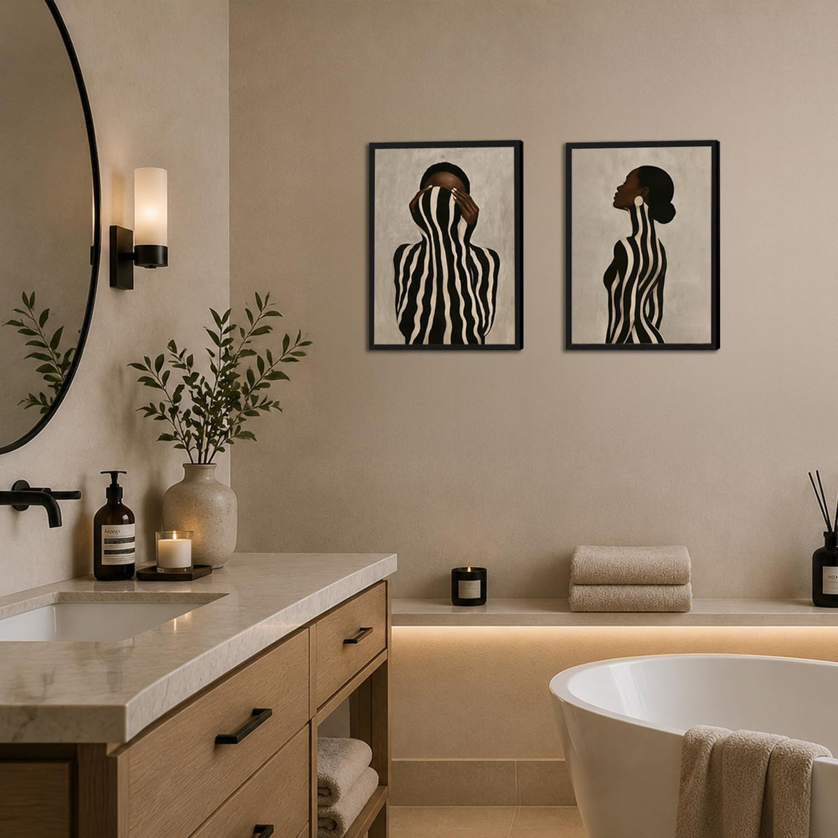 Arte de pared de mujer negra, lienzo afroamericano, decoración de p...