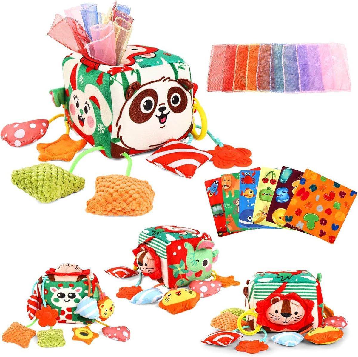 YOGINGO Caja de pañuelos para bebé, juguetes sensoriales Montessori...