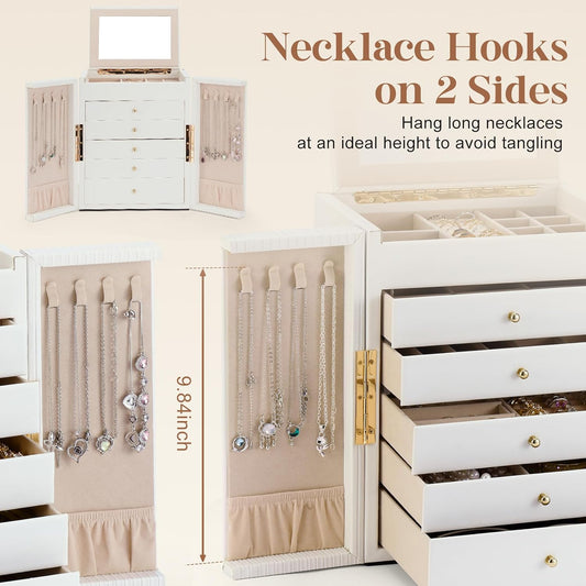 Dajasan Caja organizadora de joyas grande, cajas de joyería para mu...