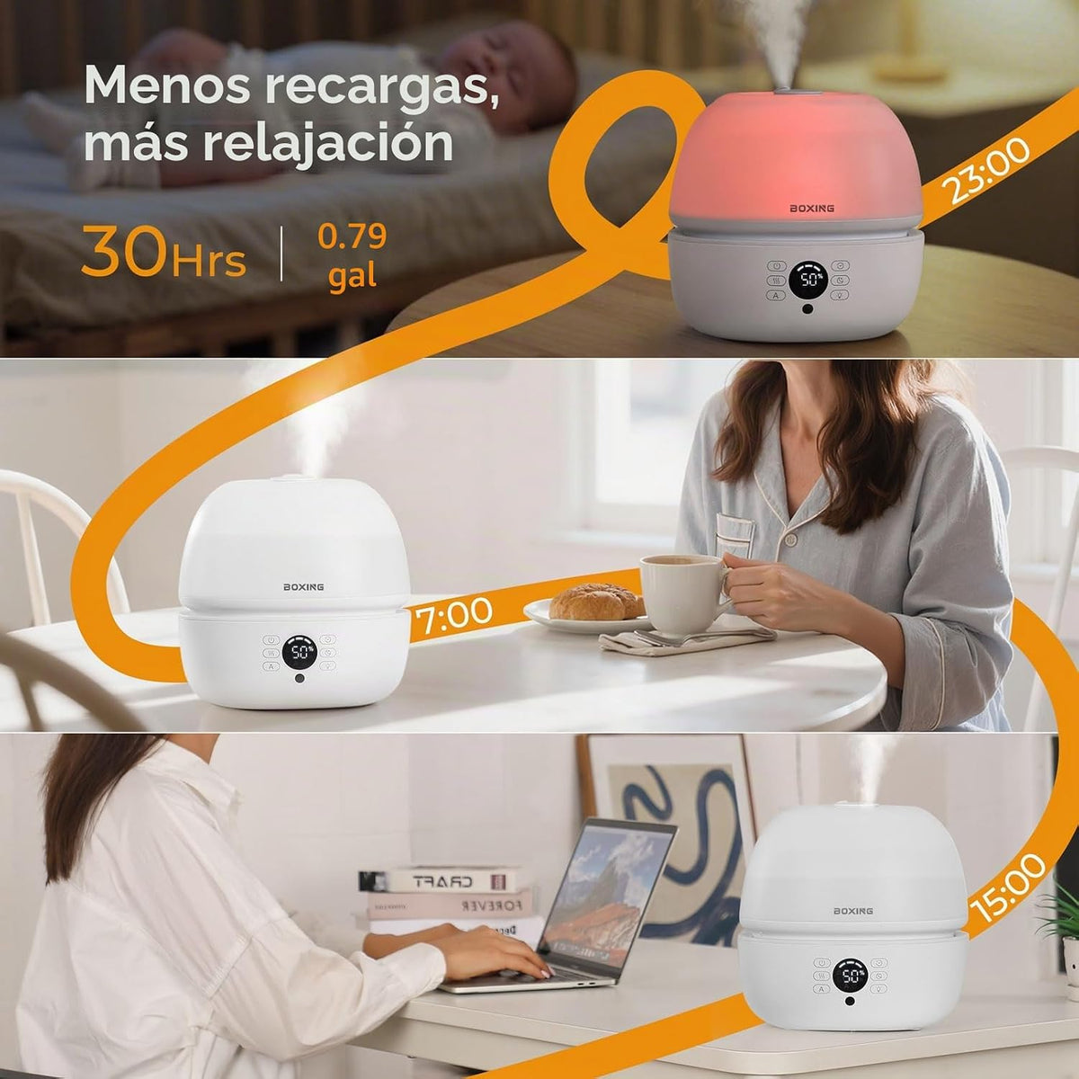 BOXING Humidificadores de llenado superior para dormitorio de bebé...