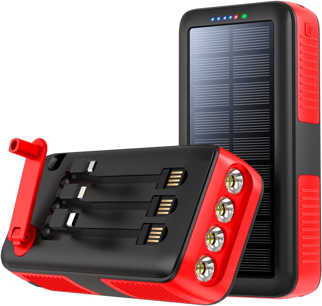 boogostore Cargador solar de 27000 mAh, cargador portátil con 4 sal...