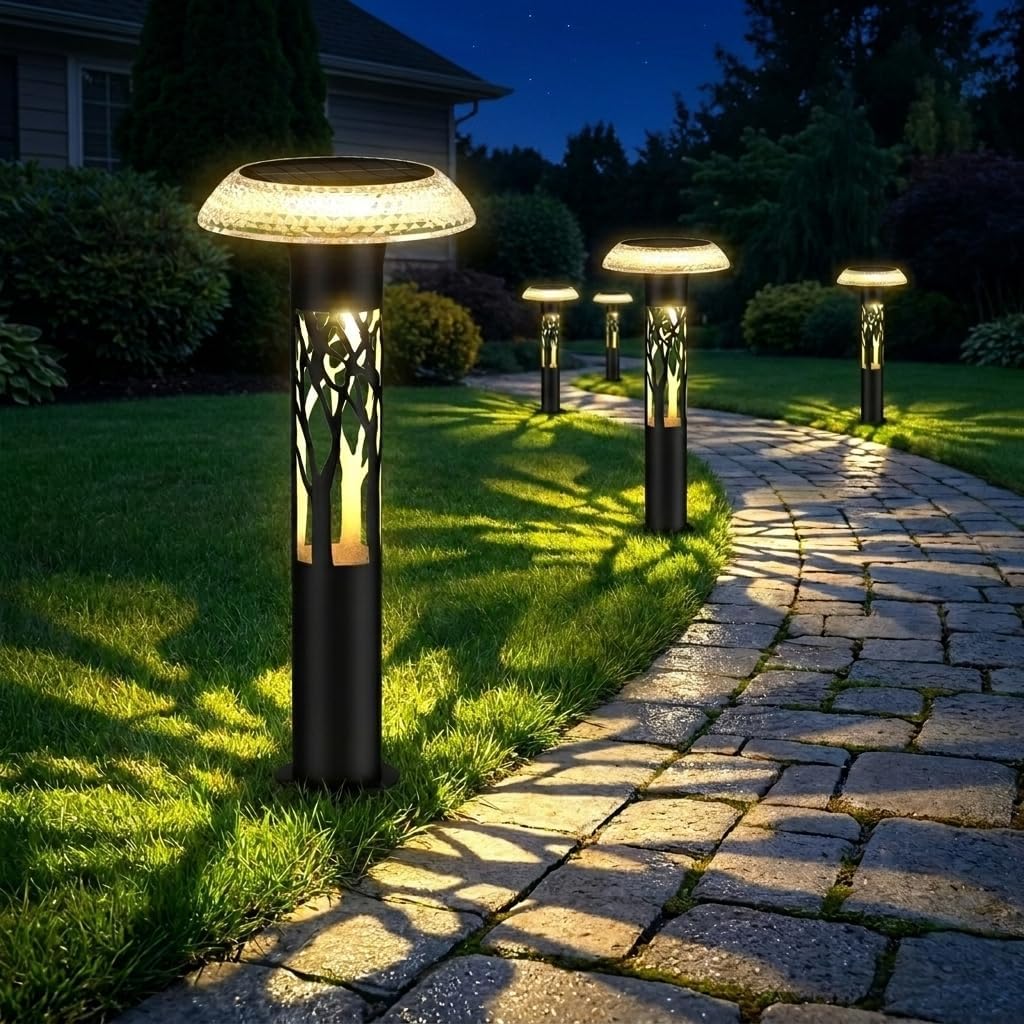 Eyrosa Luces solares de camino, grandes luces de acero inoxidable p...