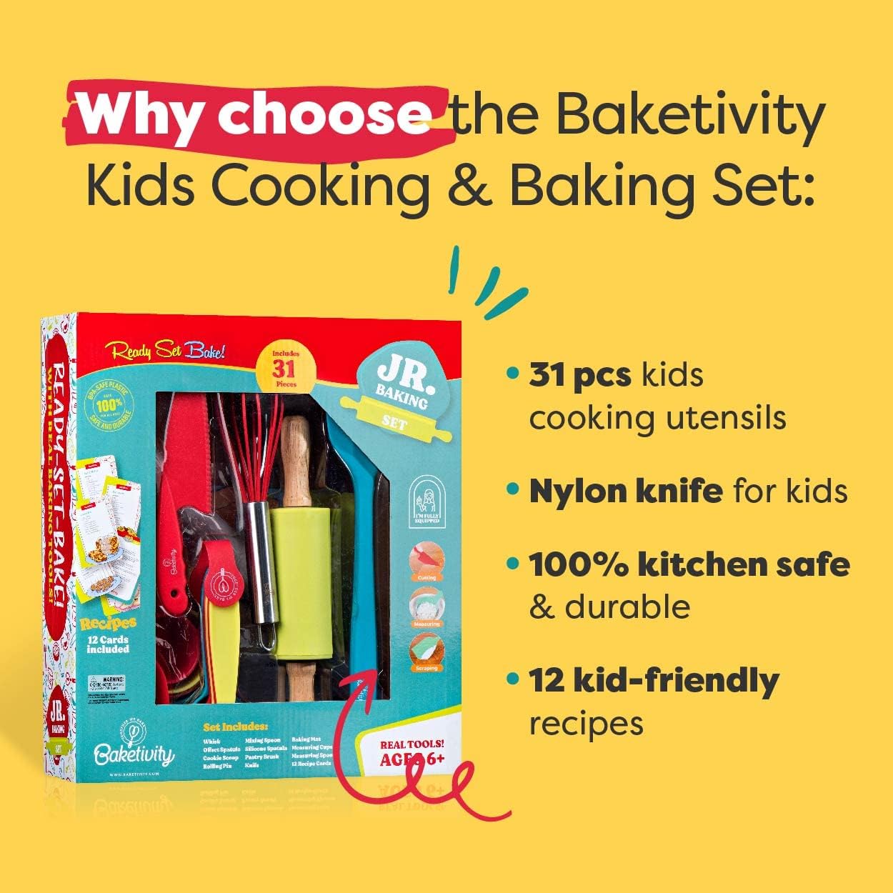 Baketivity Paquete de hornear para niños, kit de pastel de bricolaj...