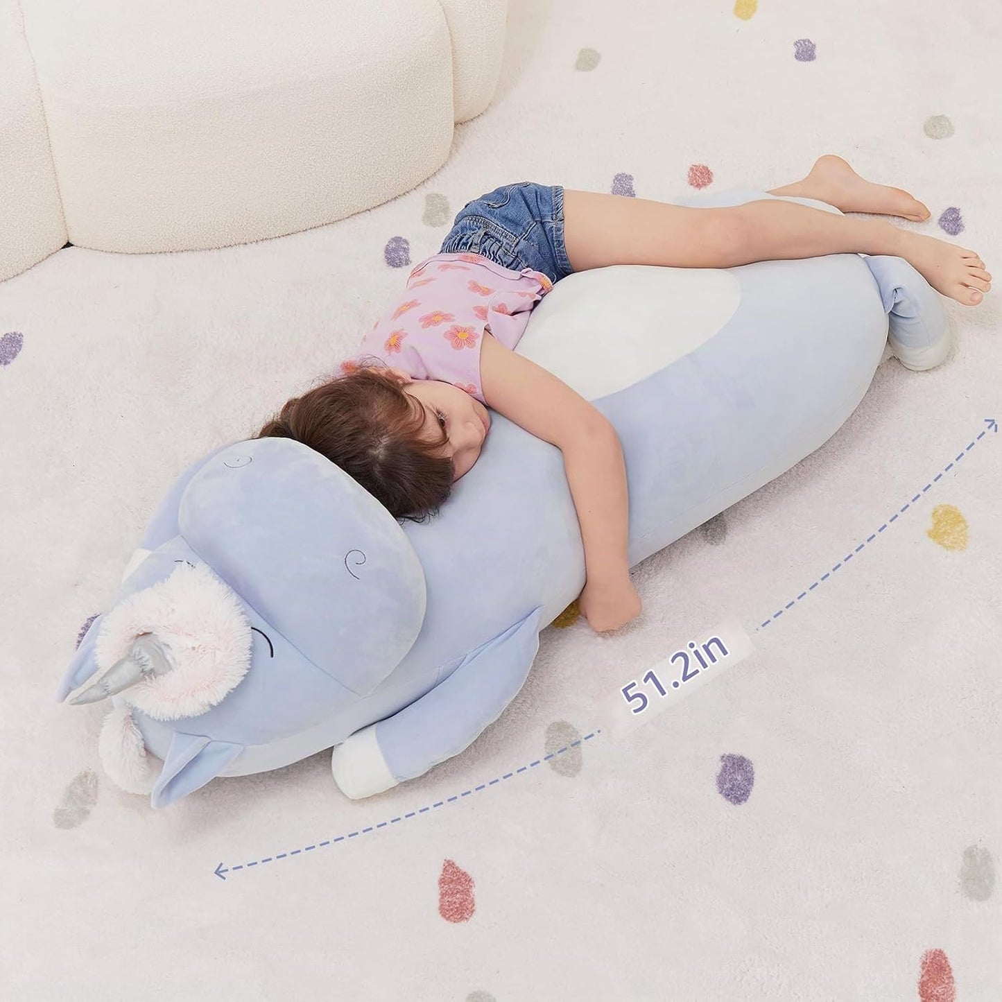 MorisMos Peluche de Unicornio Gigante de 4 Pies, 51 Pulgadas de Lar...