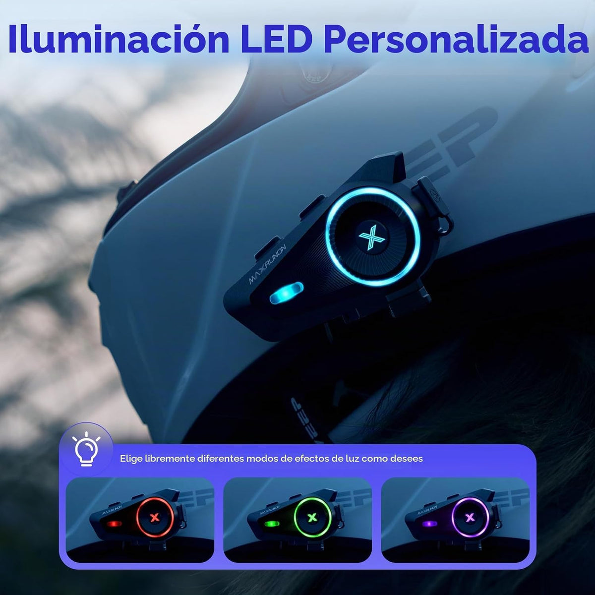 MAXRUNON Auriculares Bluetooth para motocicleta D10 con control de...
