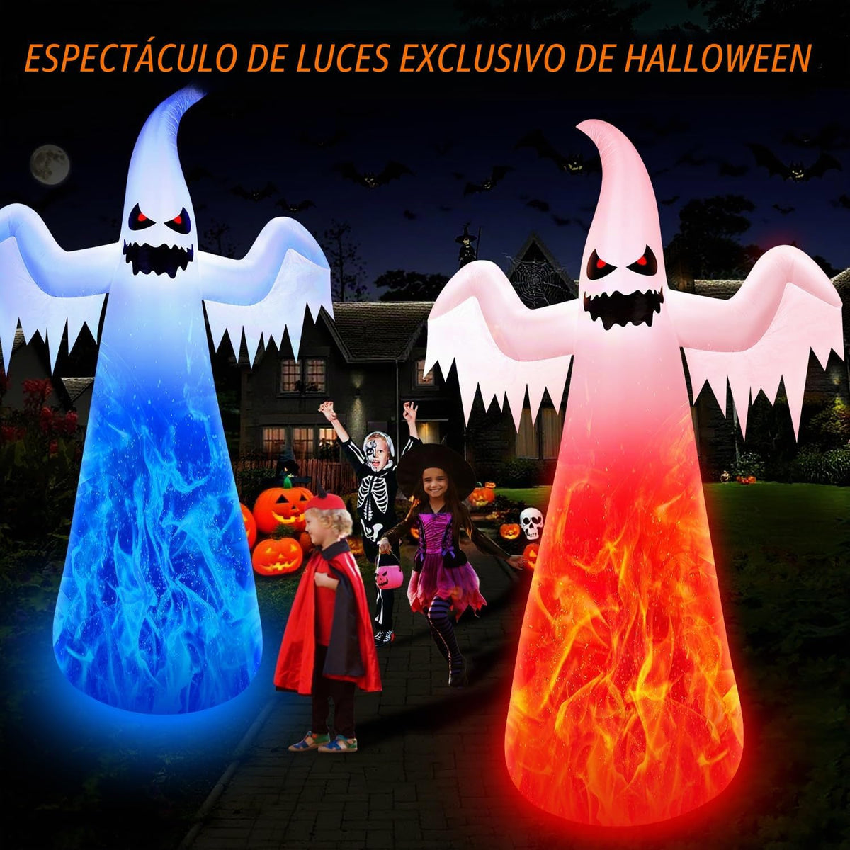 Fantasma inflable gigante de Halloween de 12 pies con luces LED de...