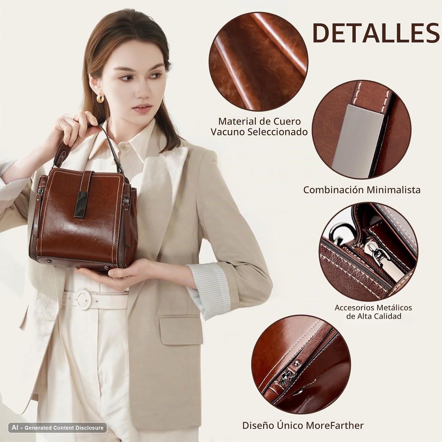 MoreFarther Bolsos cruzados de cuero genuino para mujer, bolsos de...
