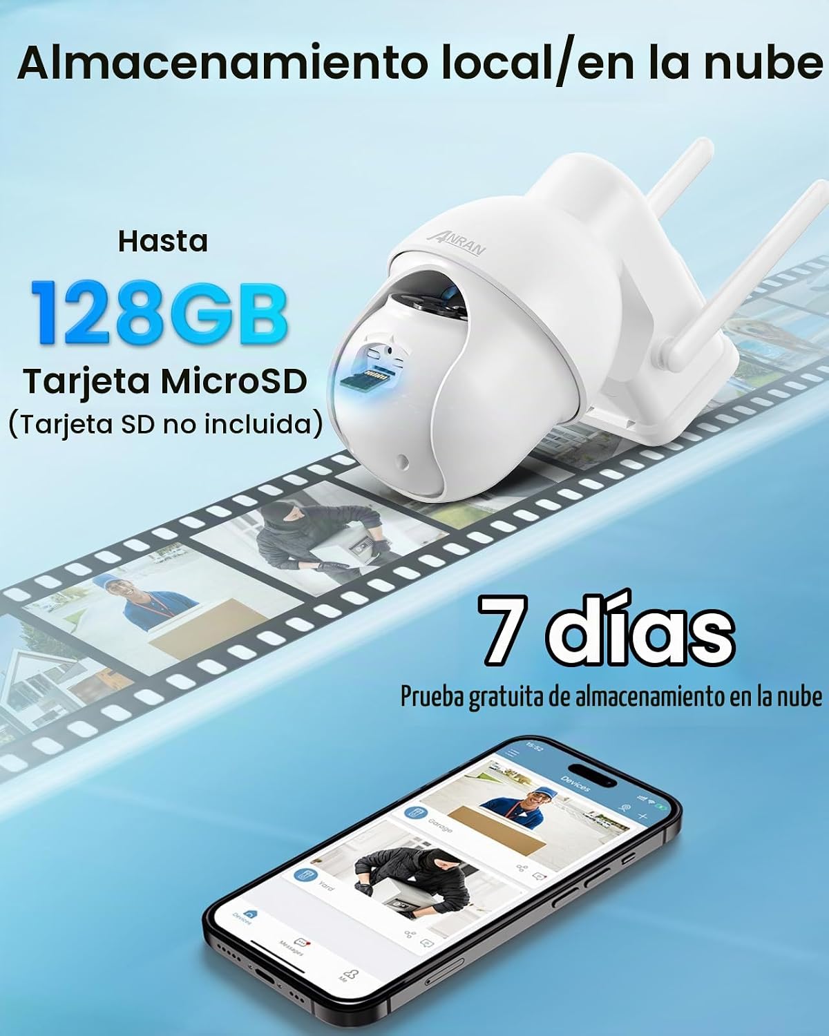 ANRAN 2K cámara de seguridad solar inalámbrica al aire libre 360 °...