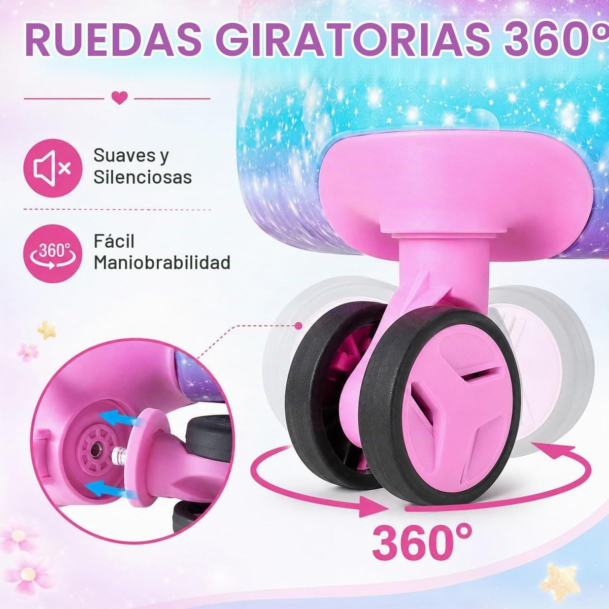 Equipaje para niños, juego de 2 piezas con ruedas giratorias de 360...