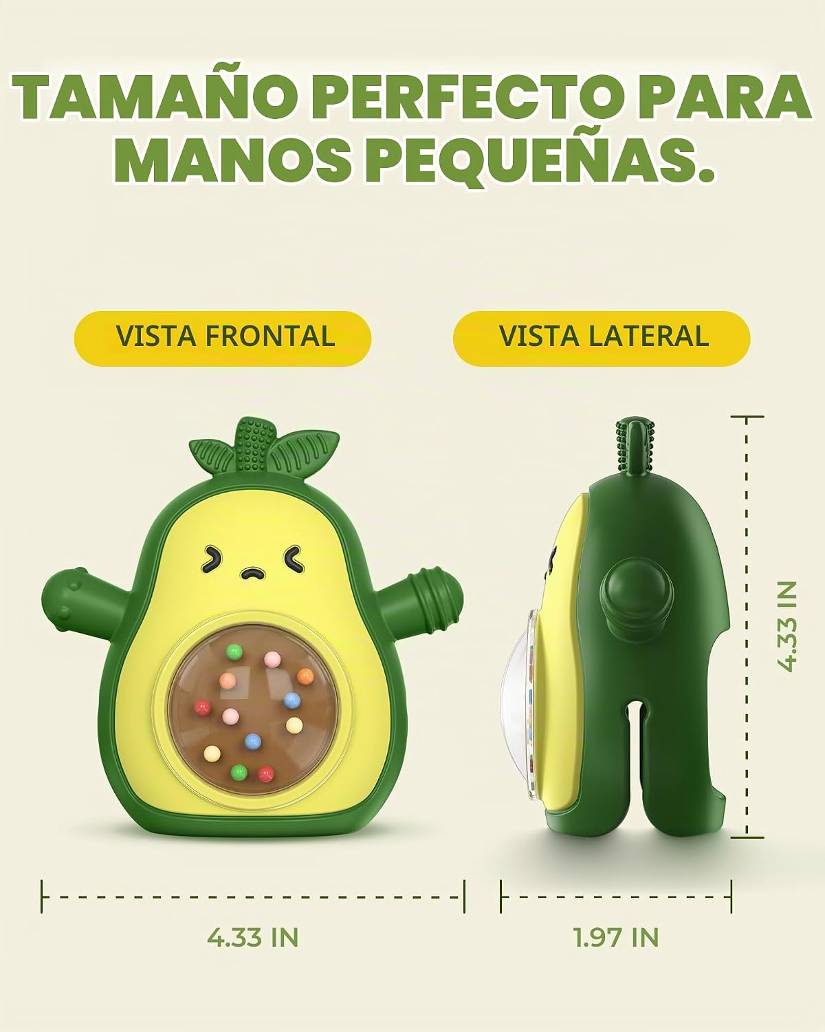 Infinno Juguete de dentición de silicona de aguacate con sonajero p...