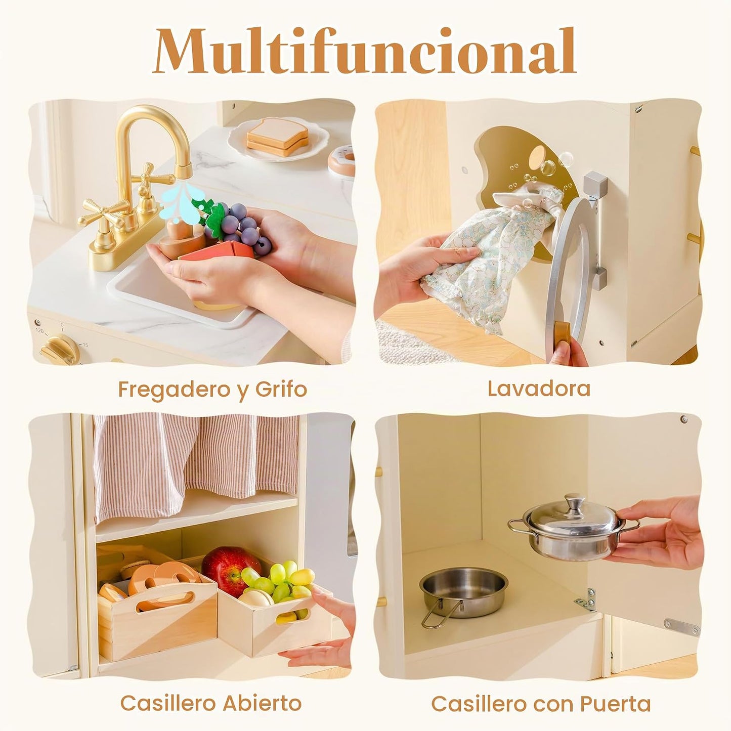 ROBOTIME Juego de cocina de madera para niños, juego de cocina de s...