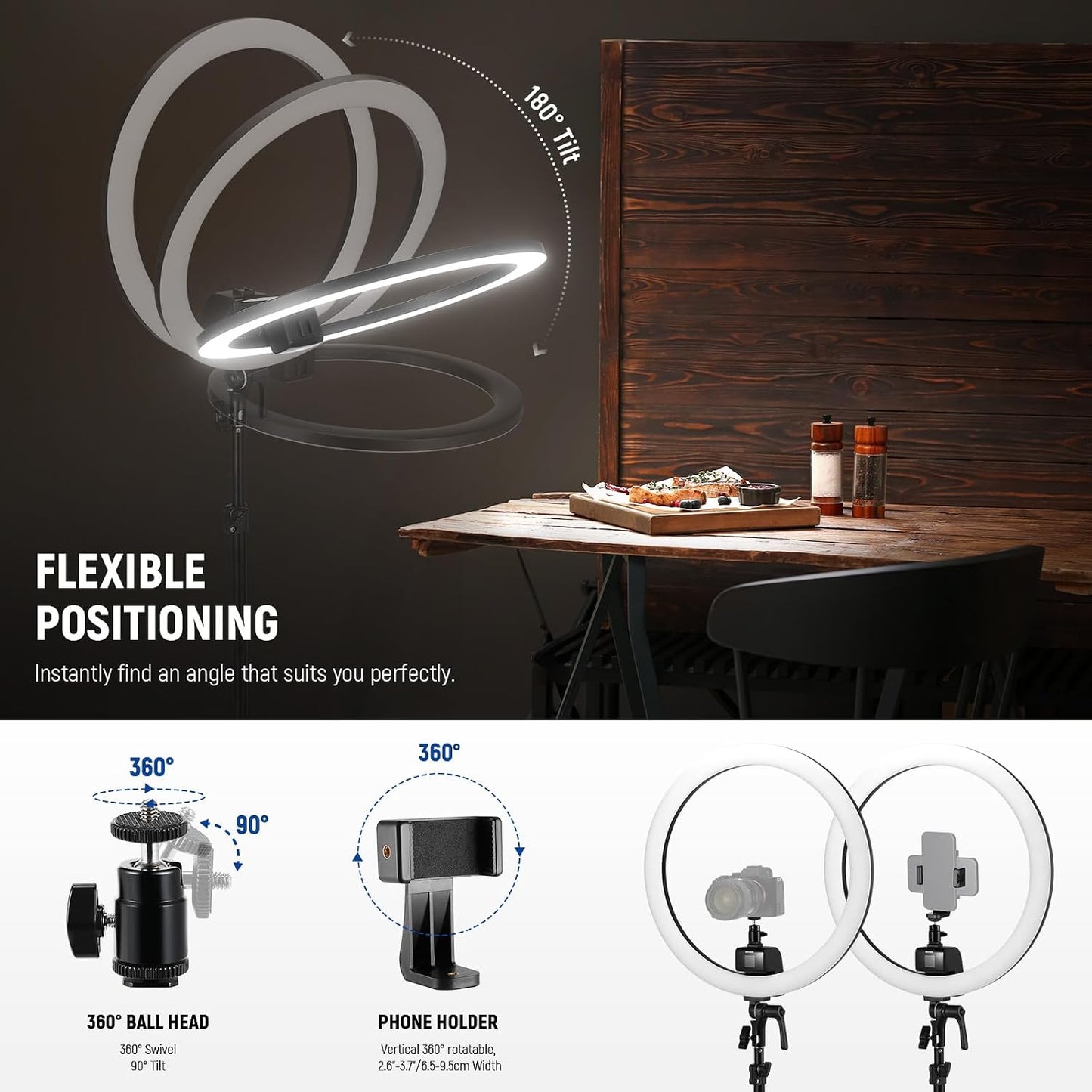 Neewer SRP18C - Anillo de luz LED RGB de 18 pulgadas con trípode re...