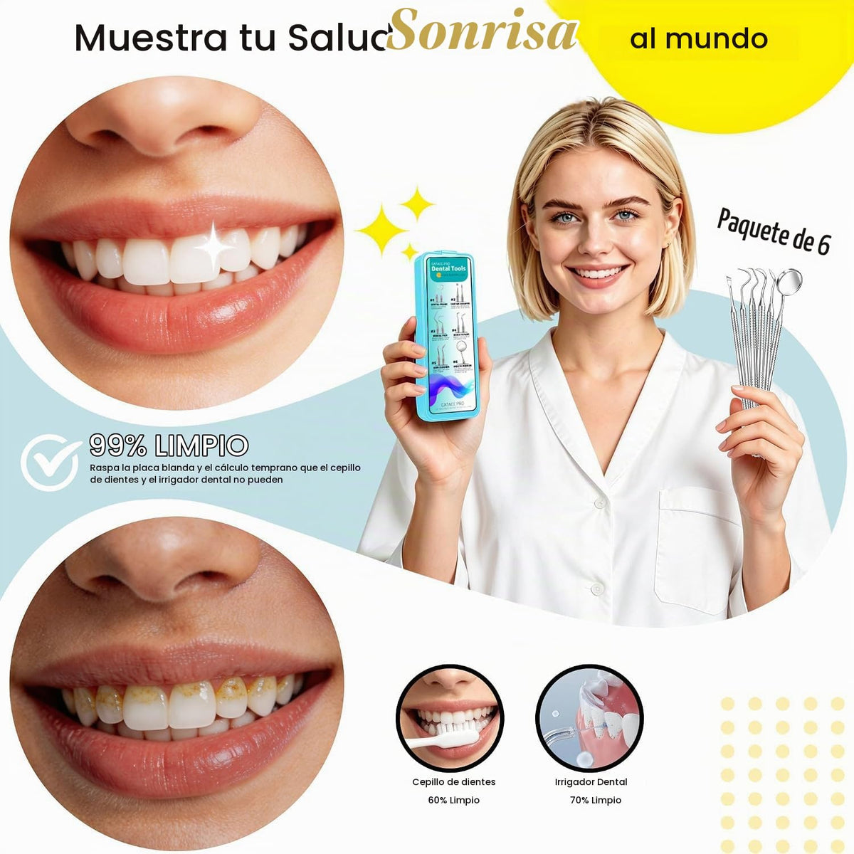 CATACC PRO Kit de herramientas de púa dental, raspador de dientes r...