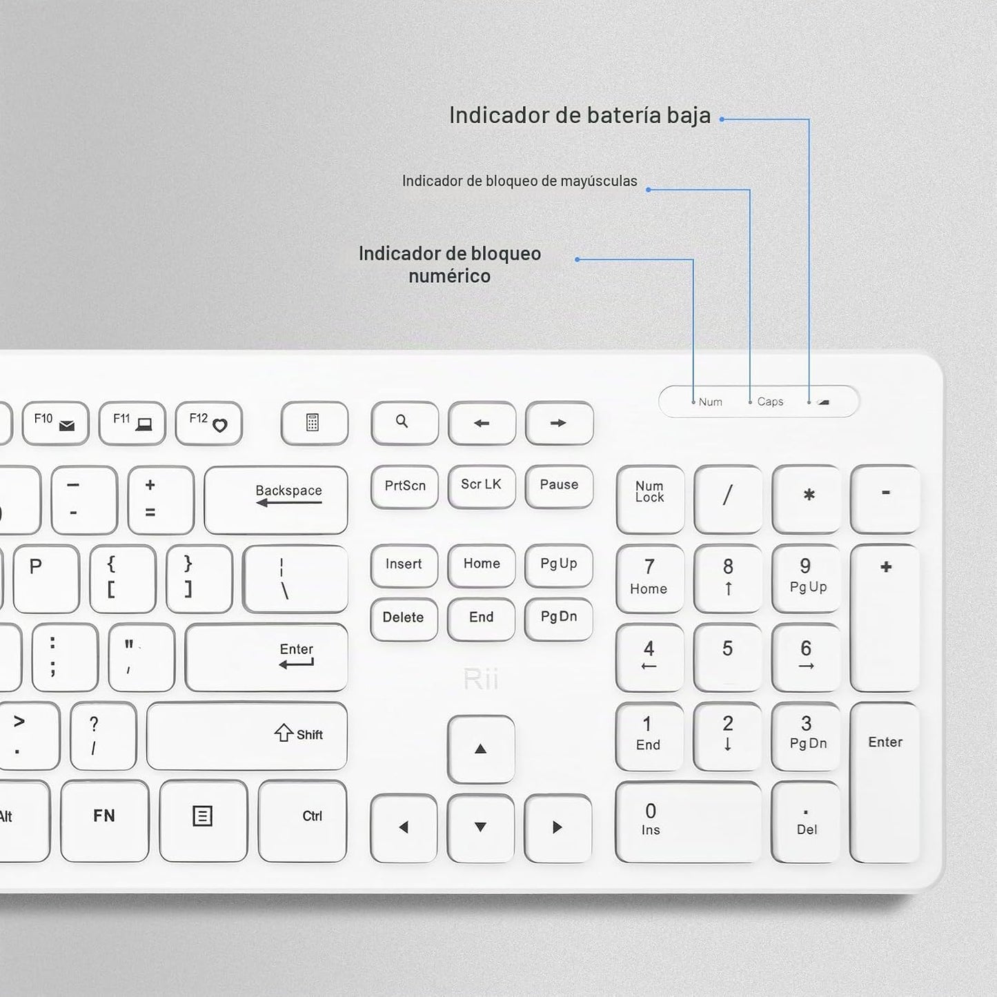 Rii Combo de teclado y mouse inalámbricos, juego de PC de oficina e...