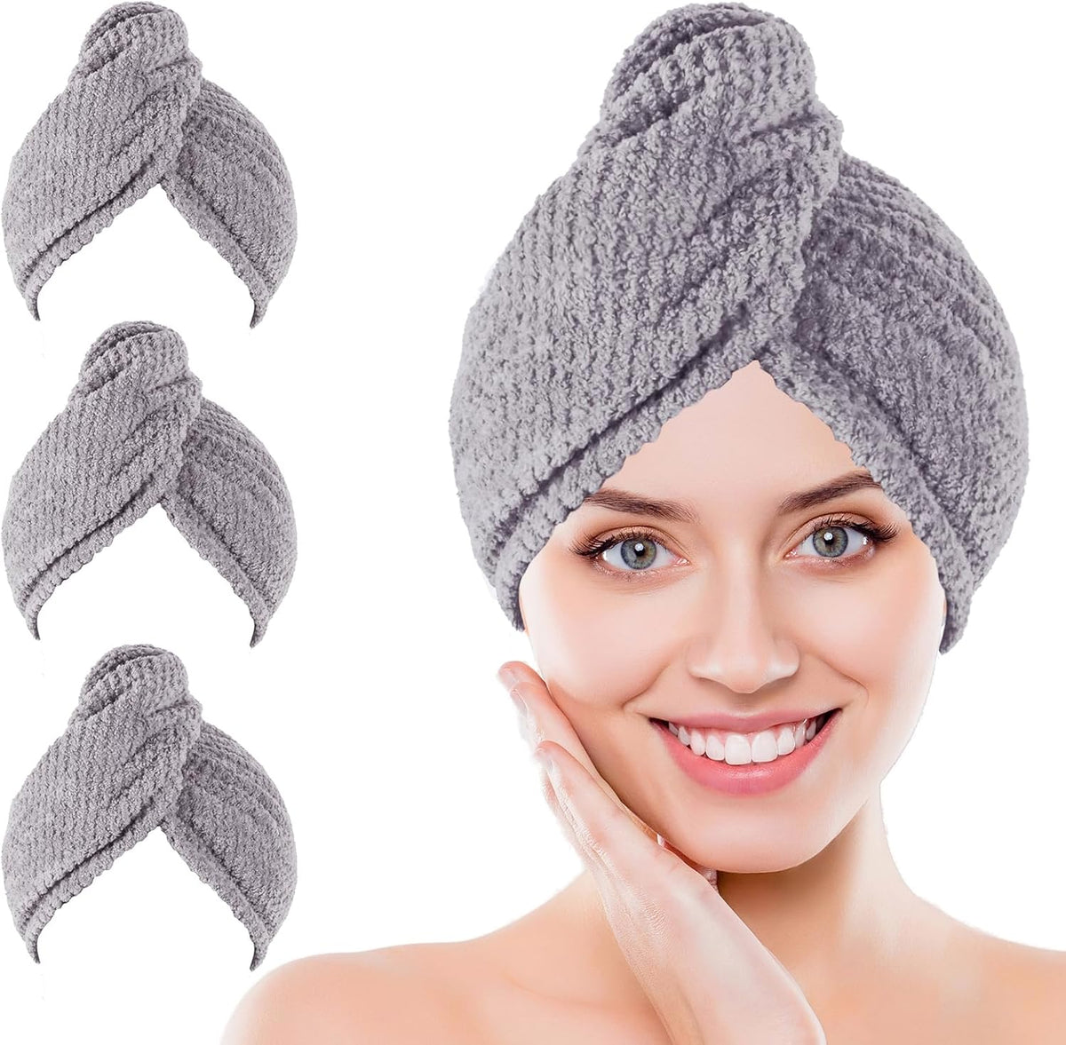 Kldnkig Toalla Envolvente de Microfibra para el Cabello, Paquete de...