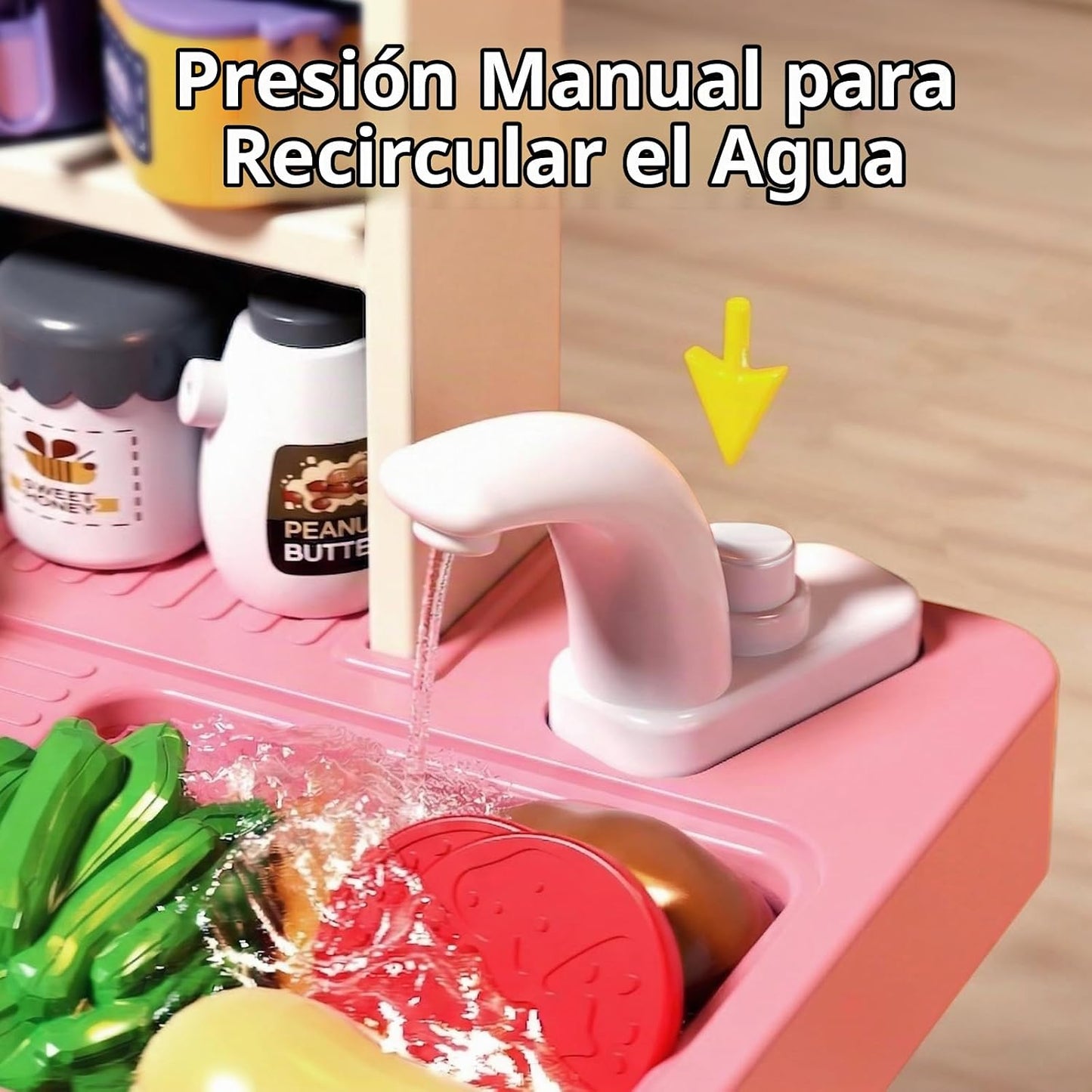 Juego de cocina para niños de 33.8 pulgadas con sonido y luz, estuf...