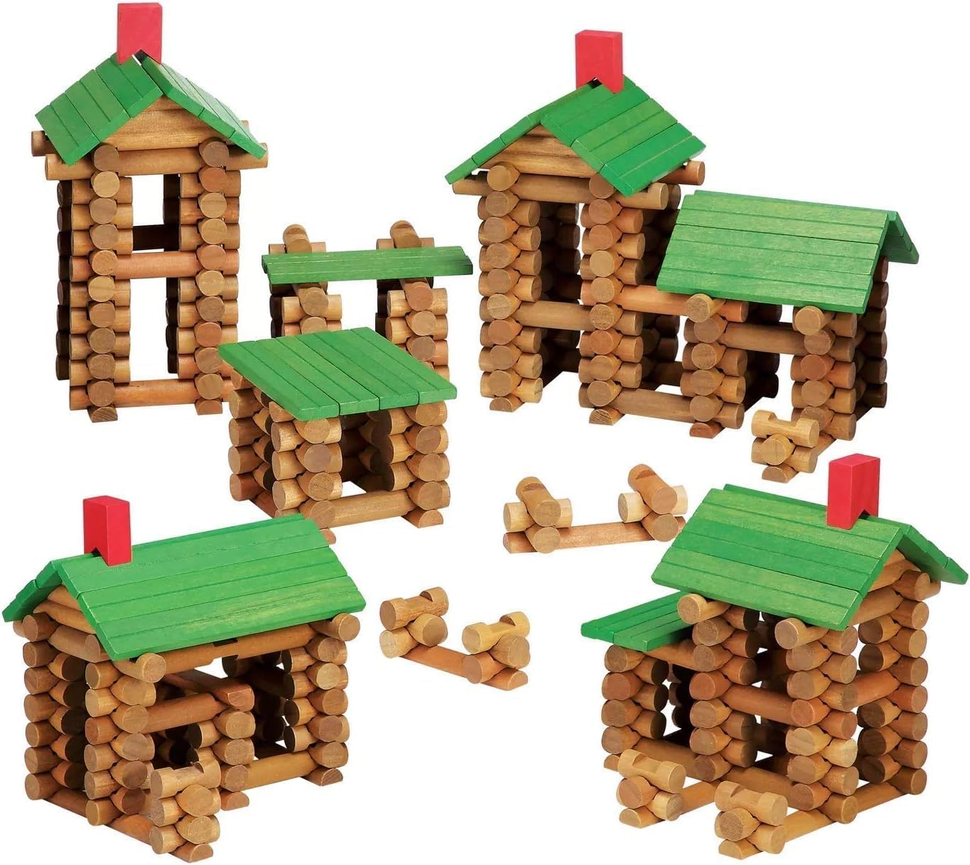 SainSmart Jr. Set de 450 piezas de cabaña de troncos de madera, jug...