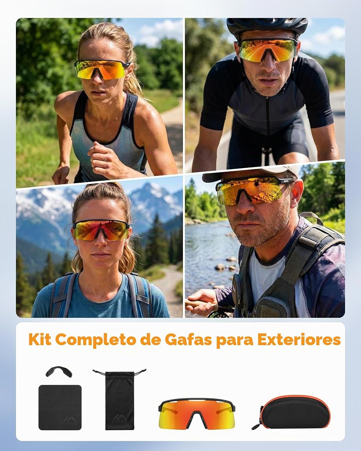 MoKo Gafas de sol polarizadas para correr para hombres y mujeres, u...