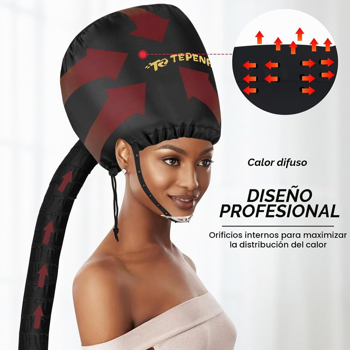TEPENAR Accesorio para secador de pelo, grande, negro, mejorado, su...