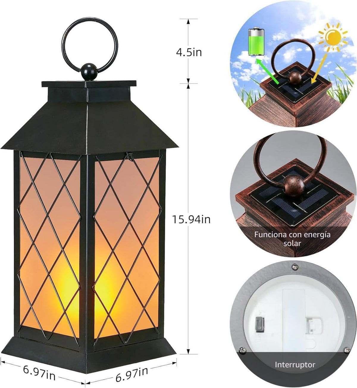 anyperfect - Faroles solares de 18 pulgadas para exteriores, imperm...