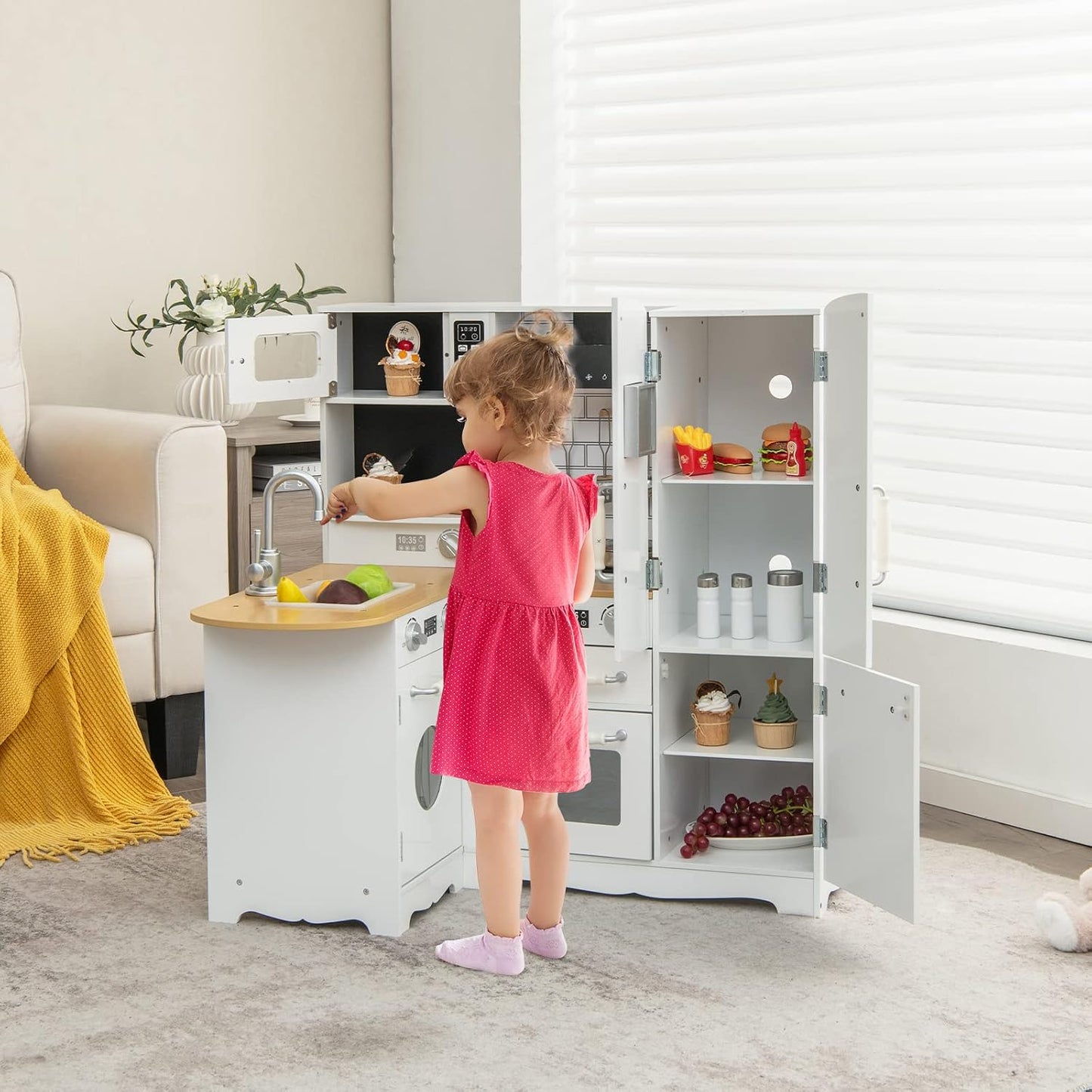 Costzon Juego de Cocina de Esquina para Niños, Juego de Cocina de M...