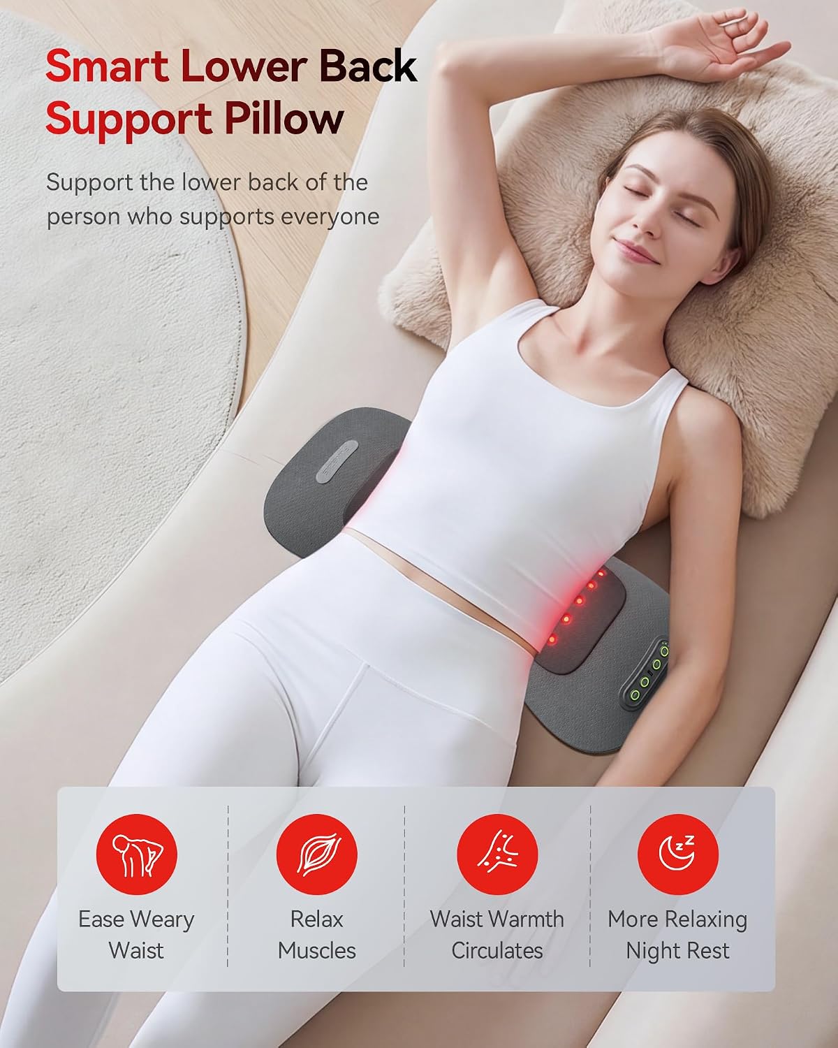 FliKEZE Masajeador lumbar 4 en 1 con luz roja 660\/850nm inalámbric...