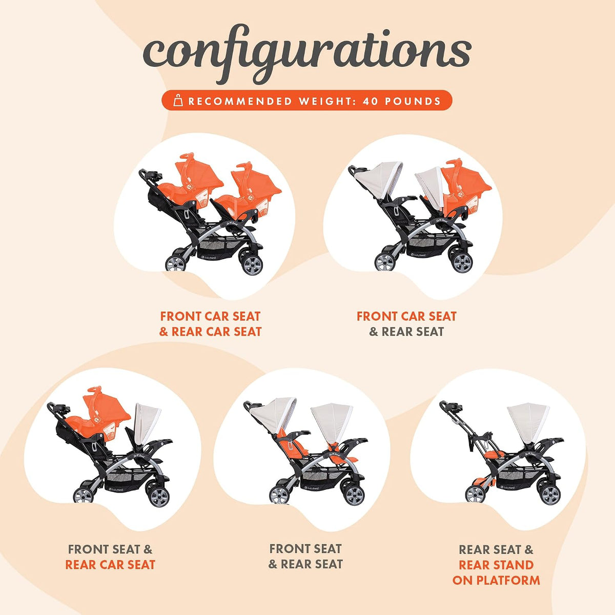 Baby Trend Cochecito Doble para Bebés y Niños Pequeños y Combo de A...