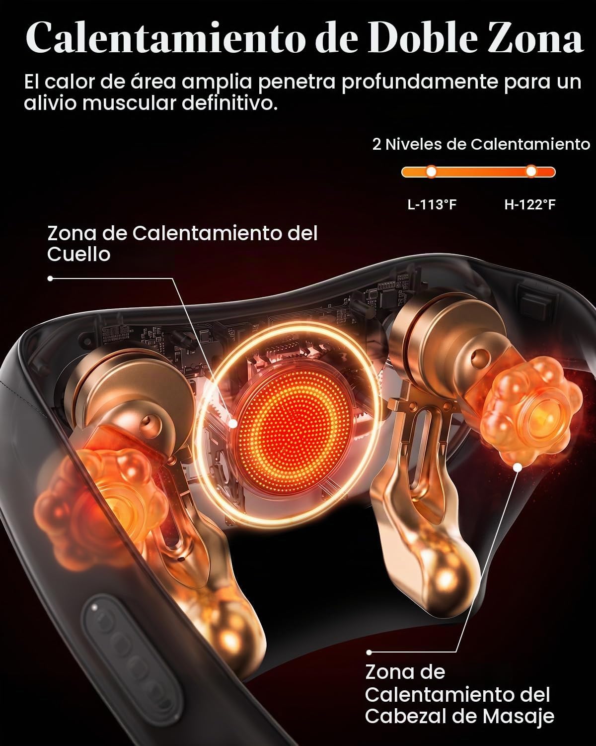 CuPiLo Masajeador de cuello y hombros con calor para aliviar el dol...