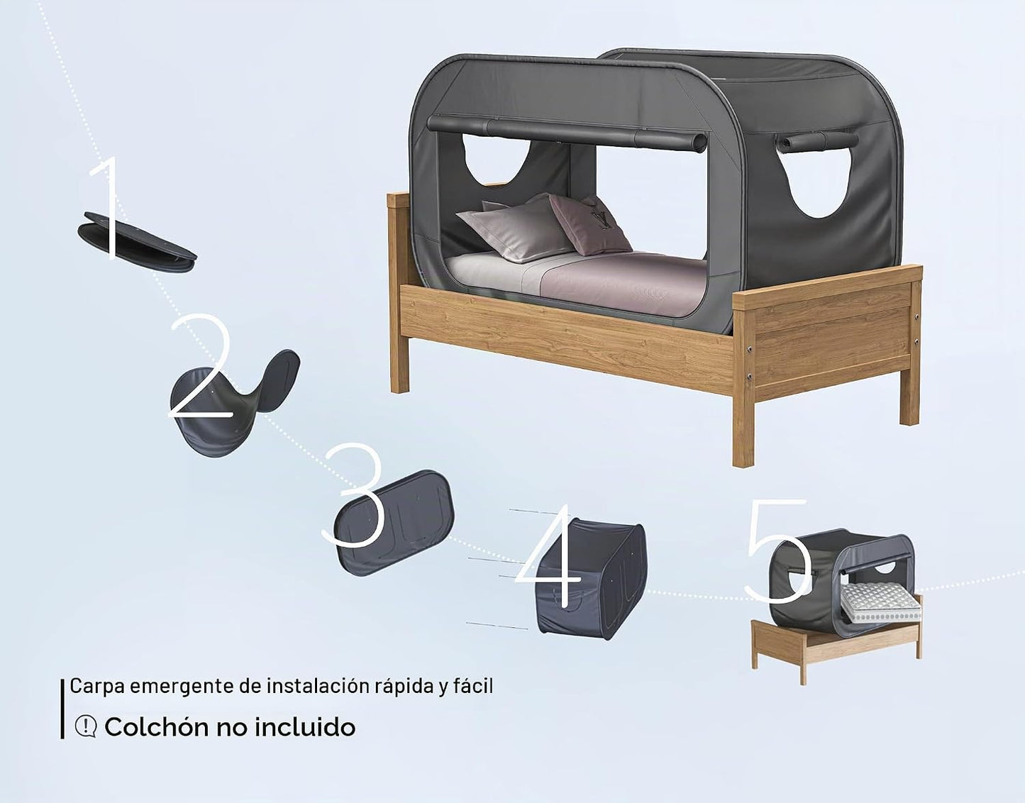 Skywin TidyFriend - Tienda de campaña para cama doble, toldo de pri...