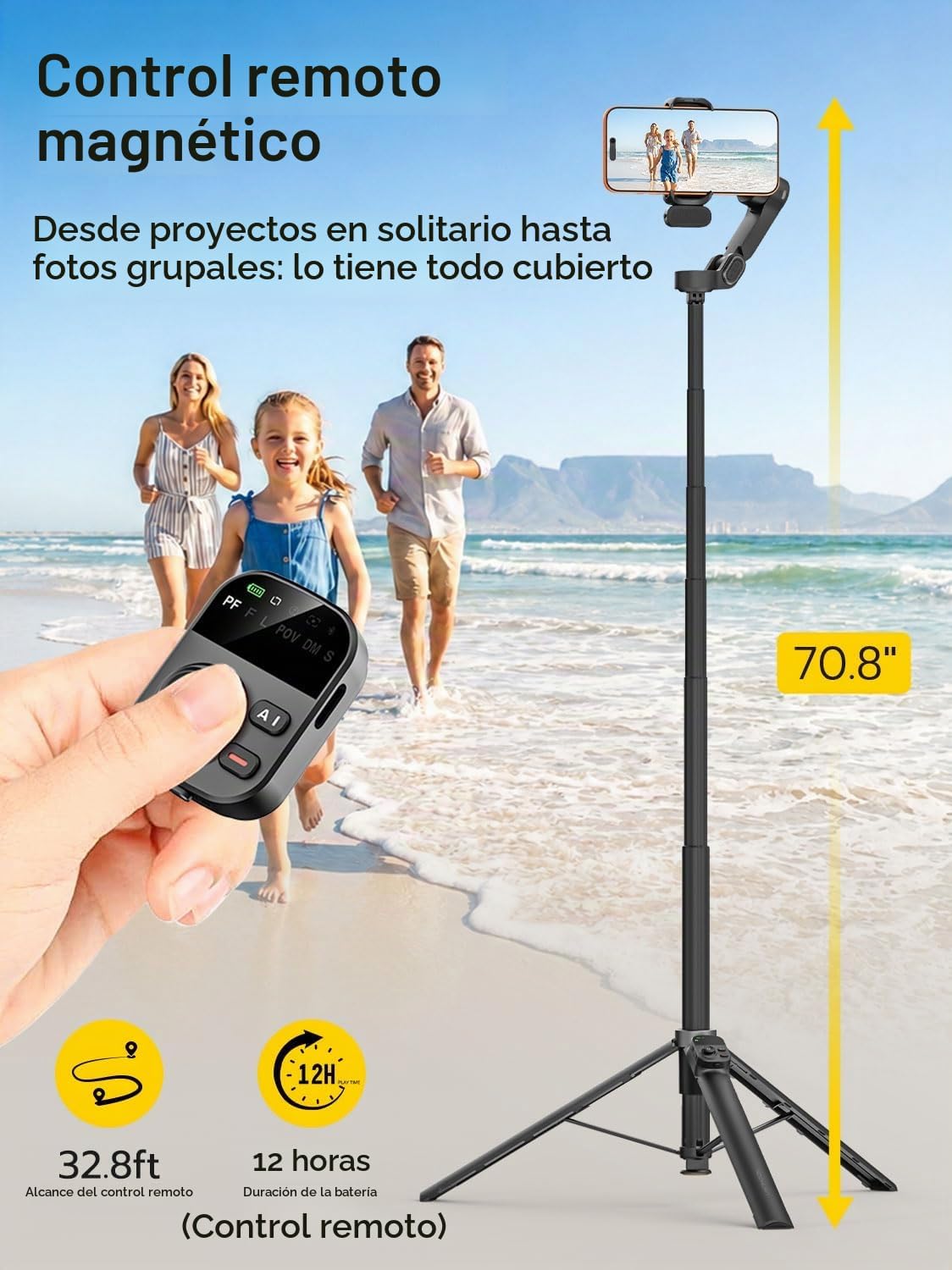 AOCHUAN Estabilizador cardán de 70.9 pulgadas para iPhone con módul...