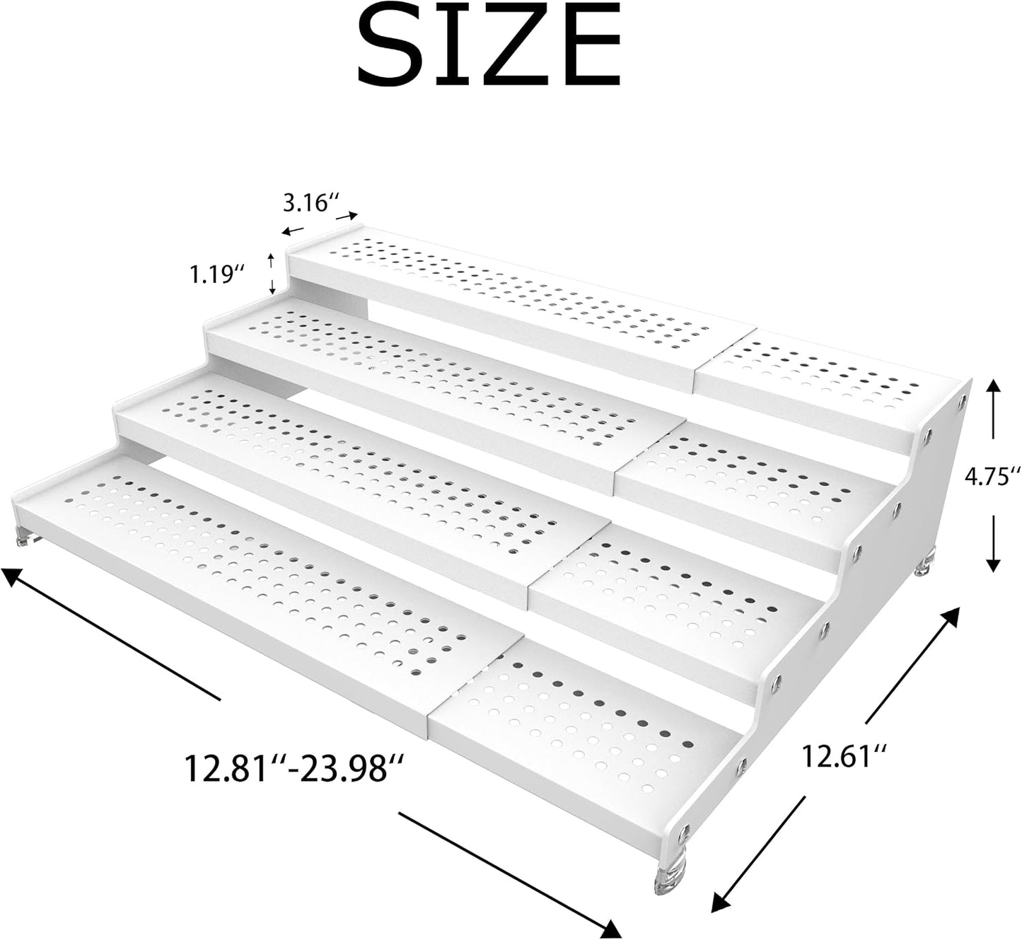 Zilvando Estante extensible de metal para especias de 4 niveles, bl...