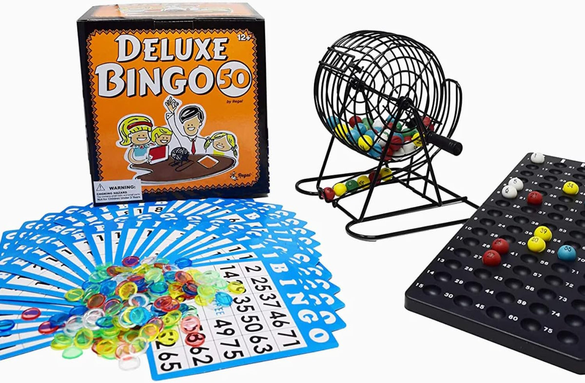 Juego de Bingo Deluxe Regal para Adultos y Niños - Incluye Jaula de...