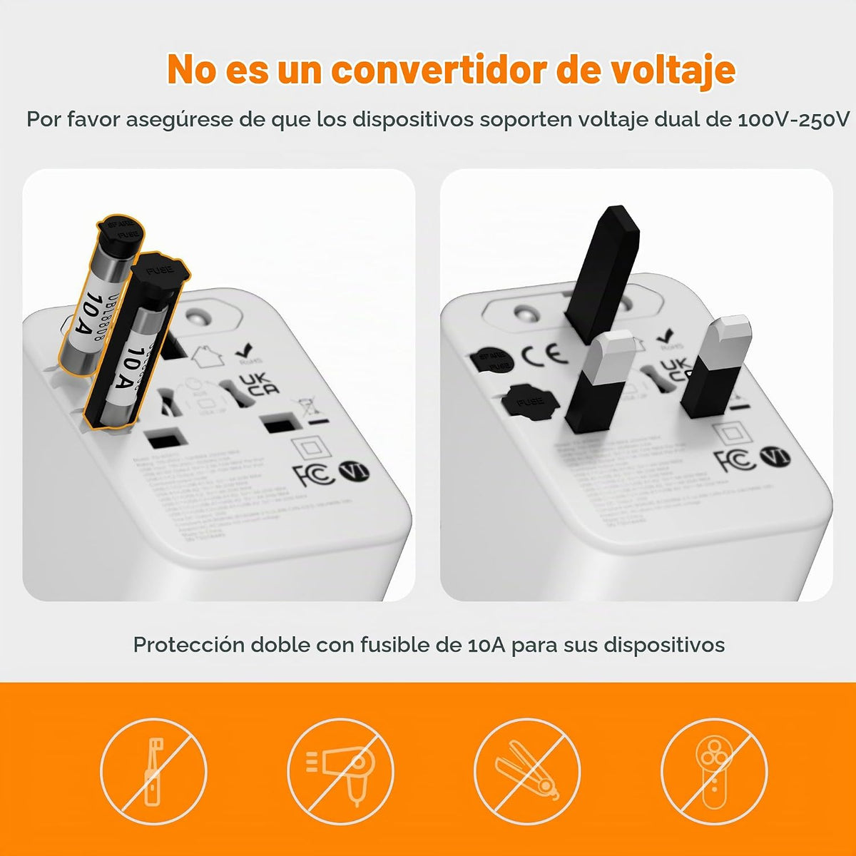 Adaptador universal de viaje TESSAN, adaptador de corriente en todo...