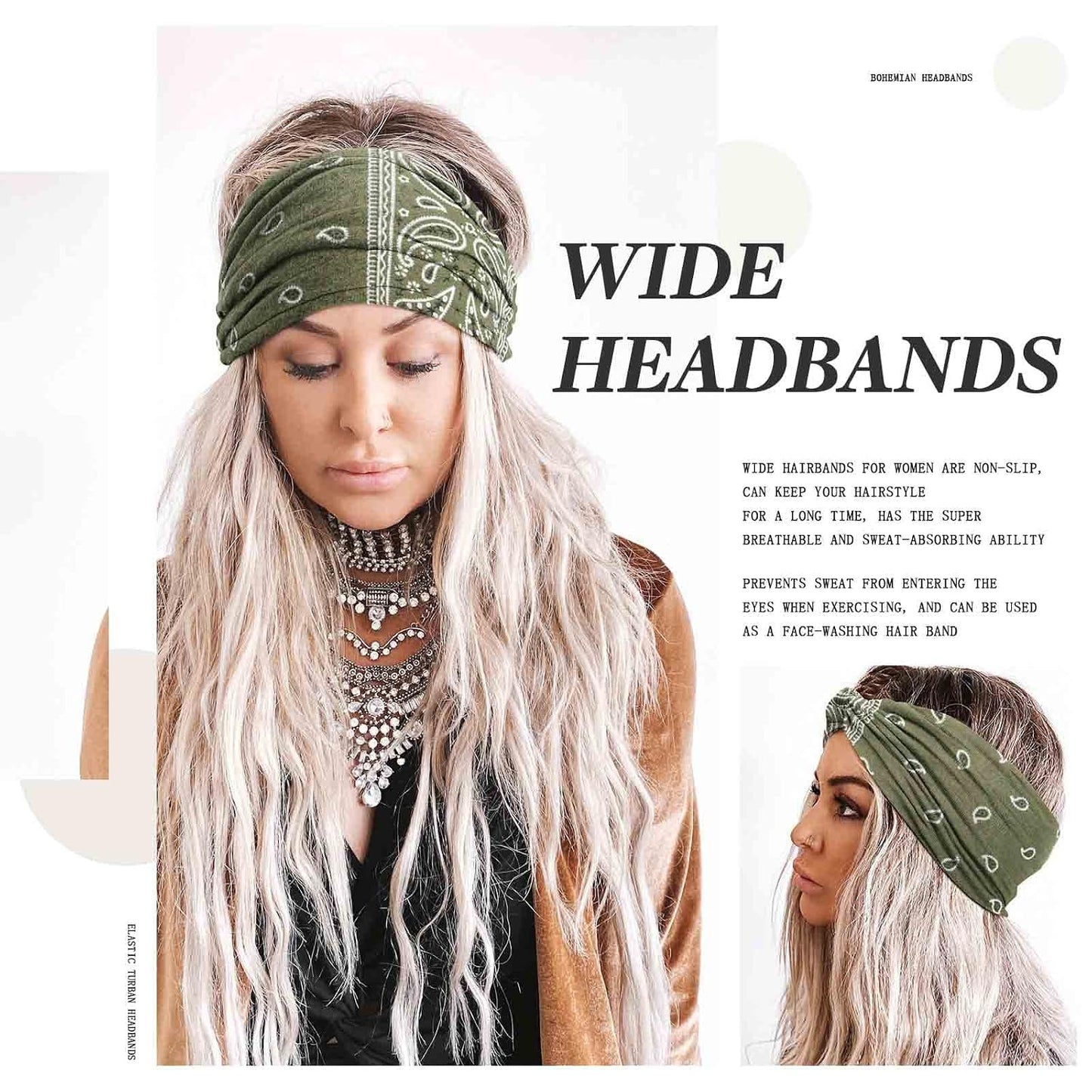Acenail Diademas anchas con nudo para mujer, diadema de turbante el...