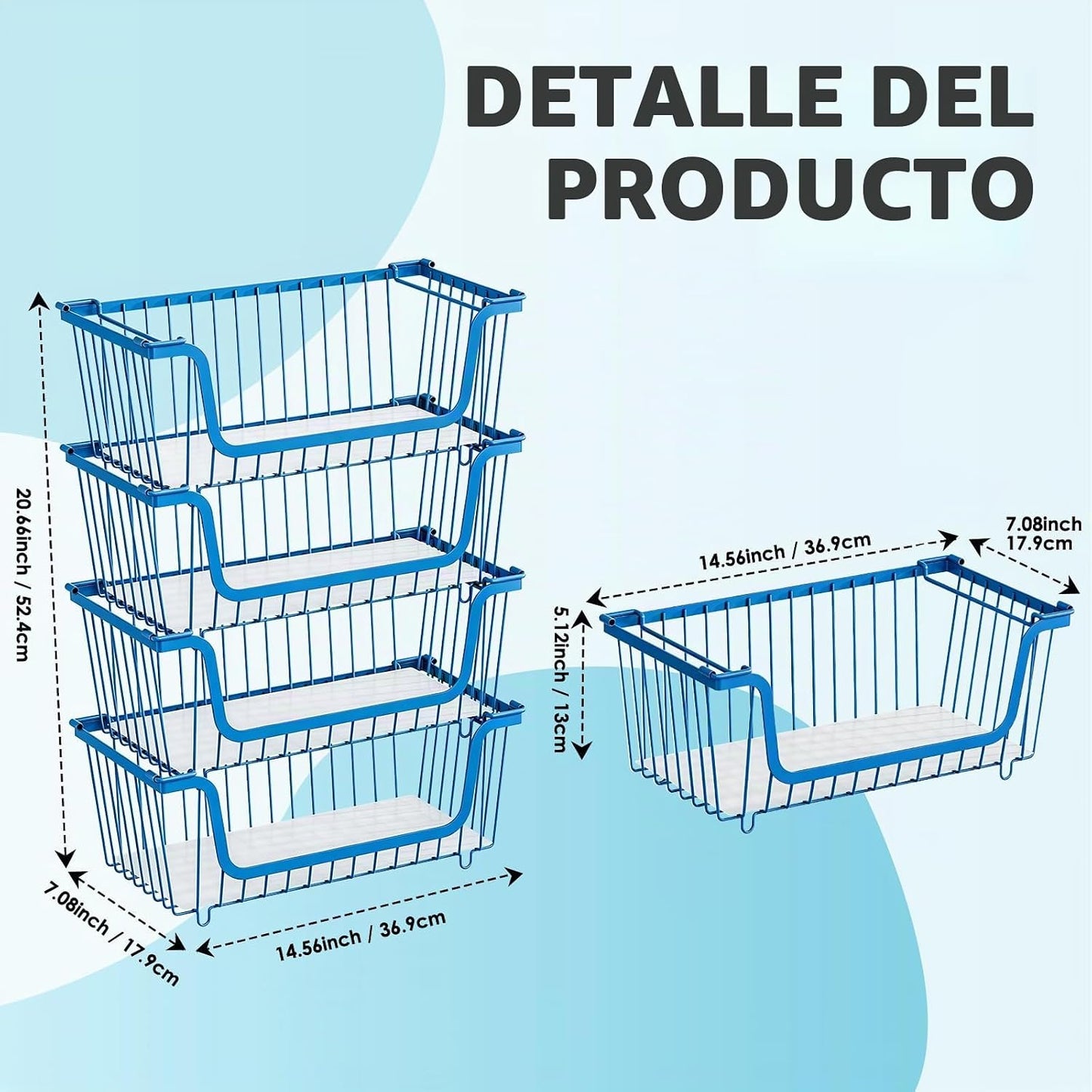 GAOKASE 4 cestas apilables de alambre para organizadores y almacena...