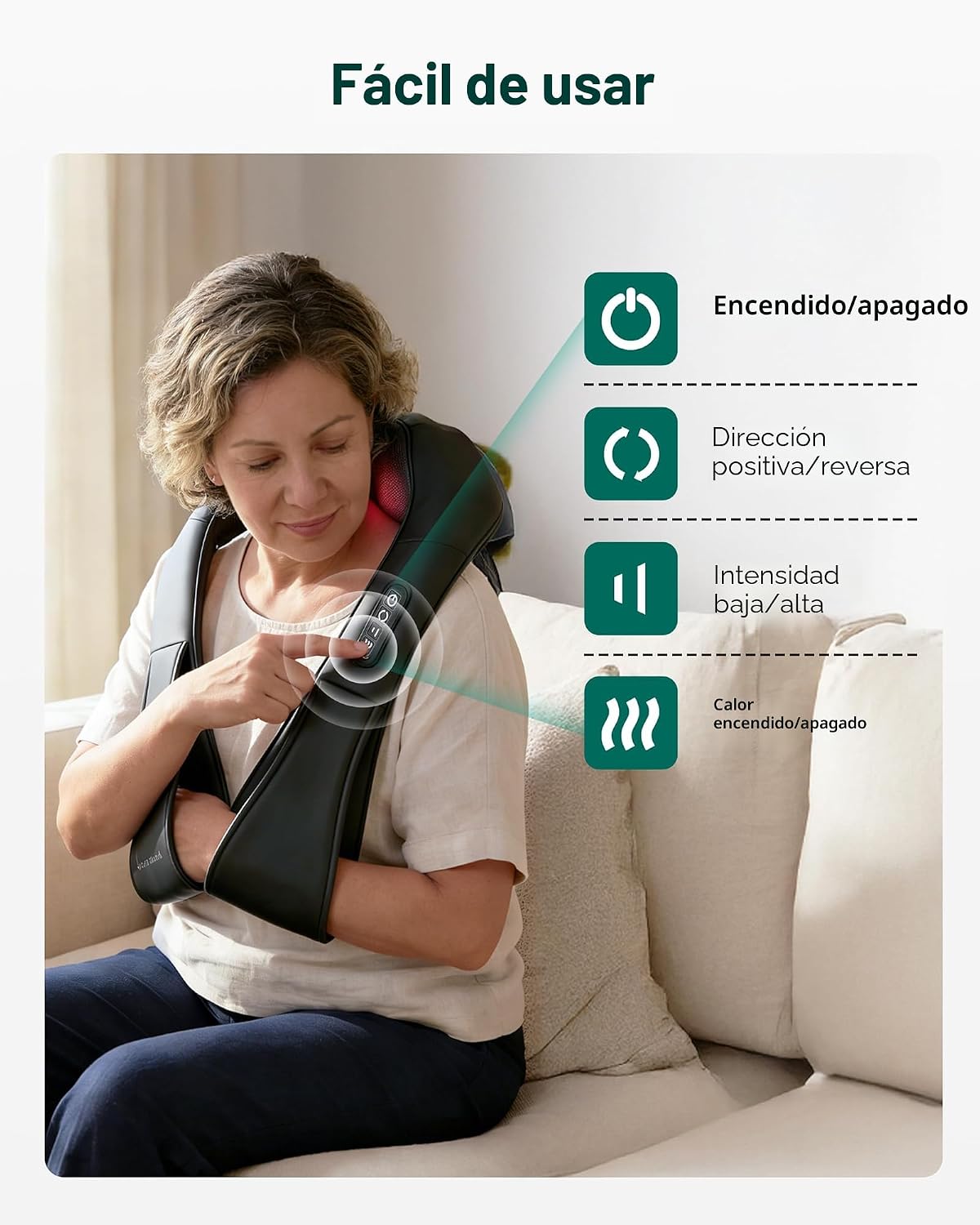 Snailax Shiatsu Masajeador de cuello con calor, hombros y espalda |...