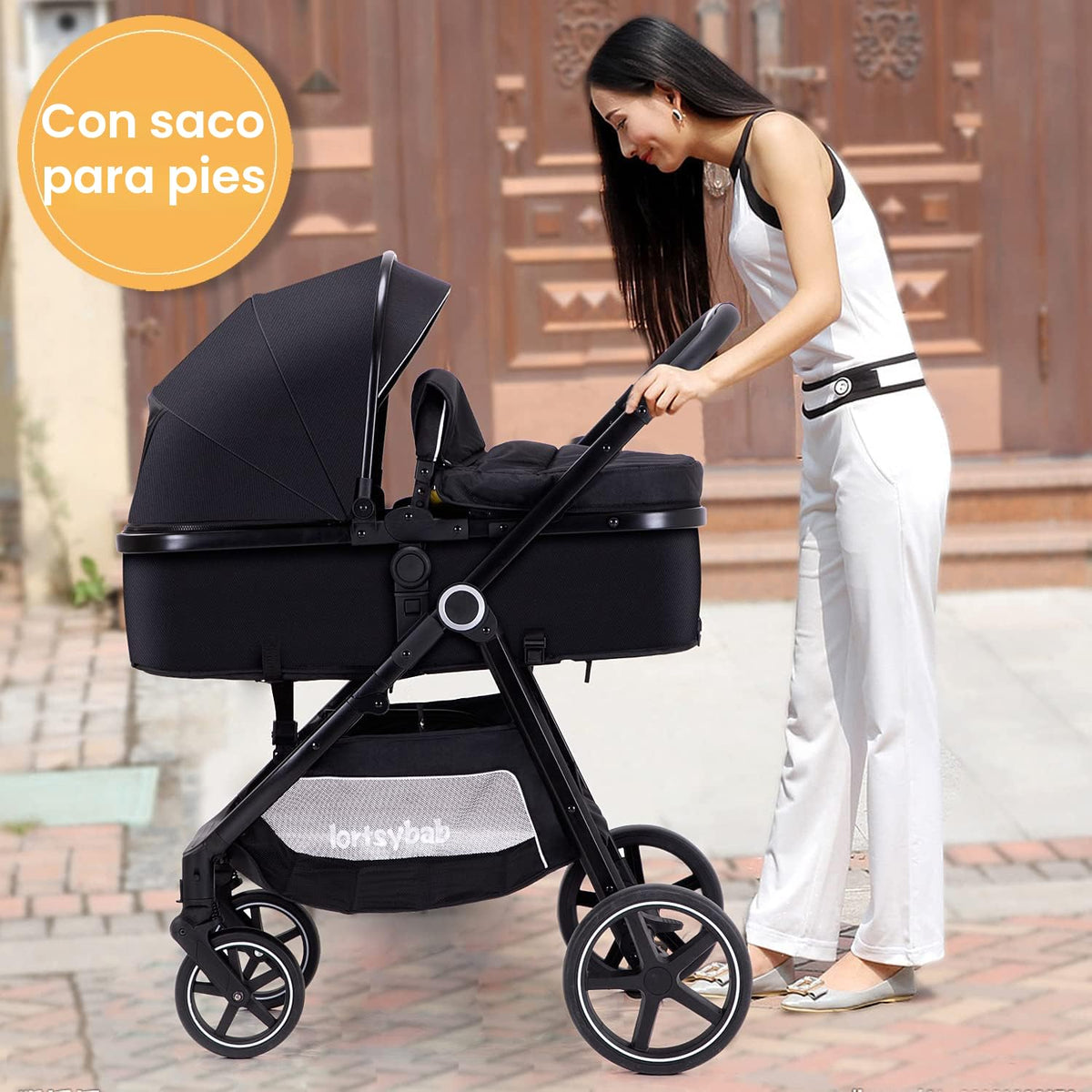Lortsybab Cochecito de bebé 2 en 1 \u2013 Cochecito plegable para r...