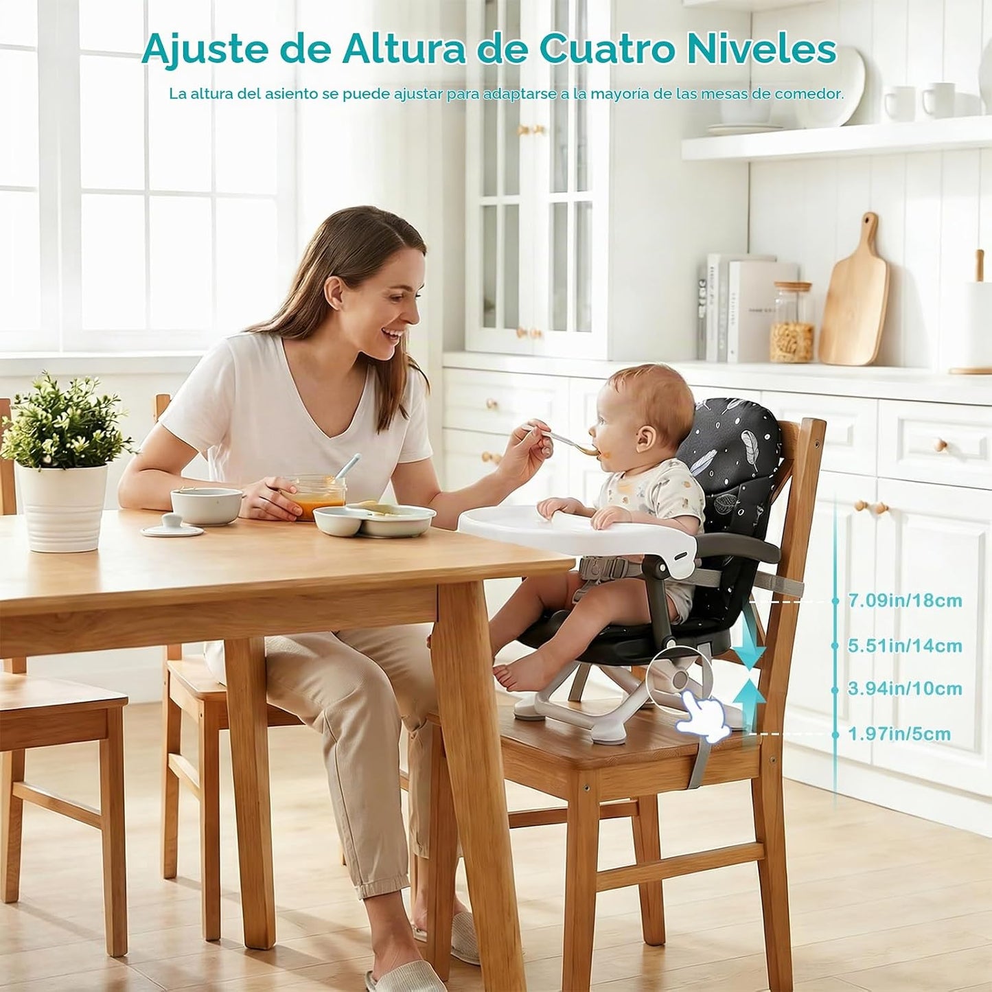 UBRAVOO Asiento elevador para bebé para mesa de comedor con bandeja...