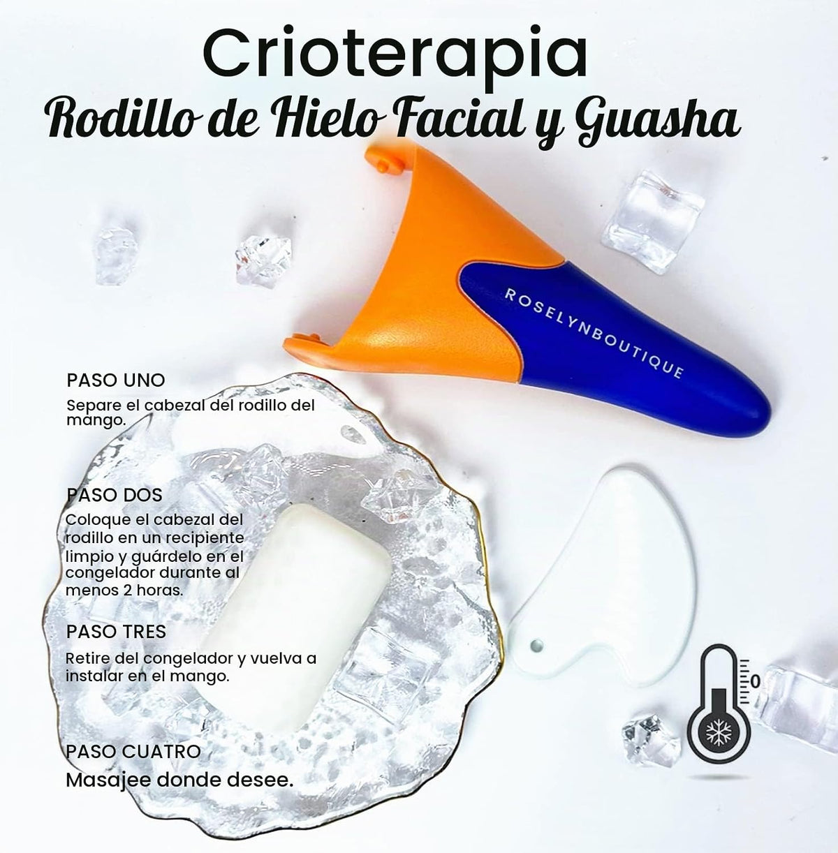 ROSELYNBOUTIQUE Rodillo de hielo para arrugas faciales, líneas fina...