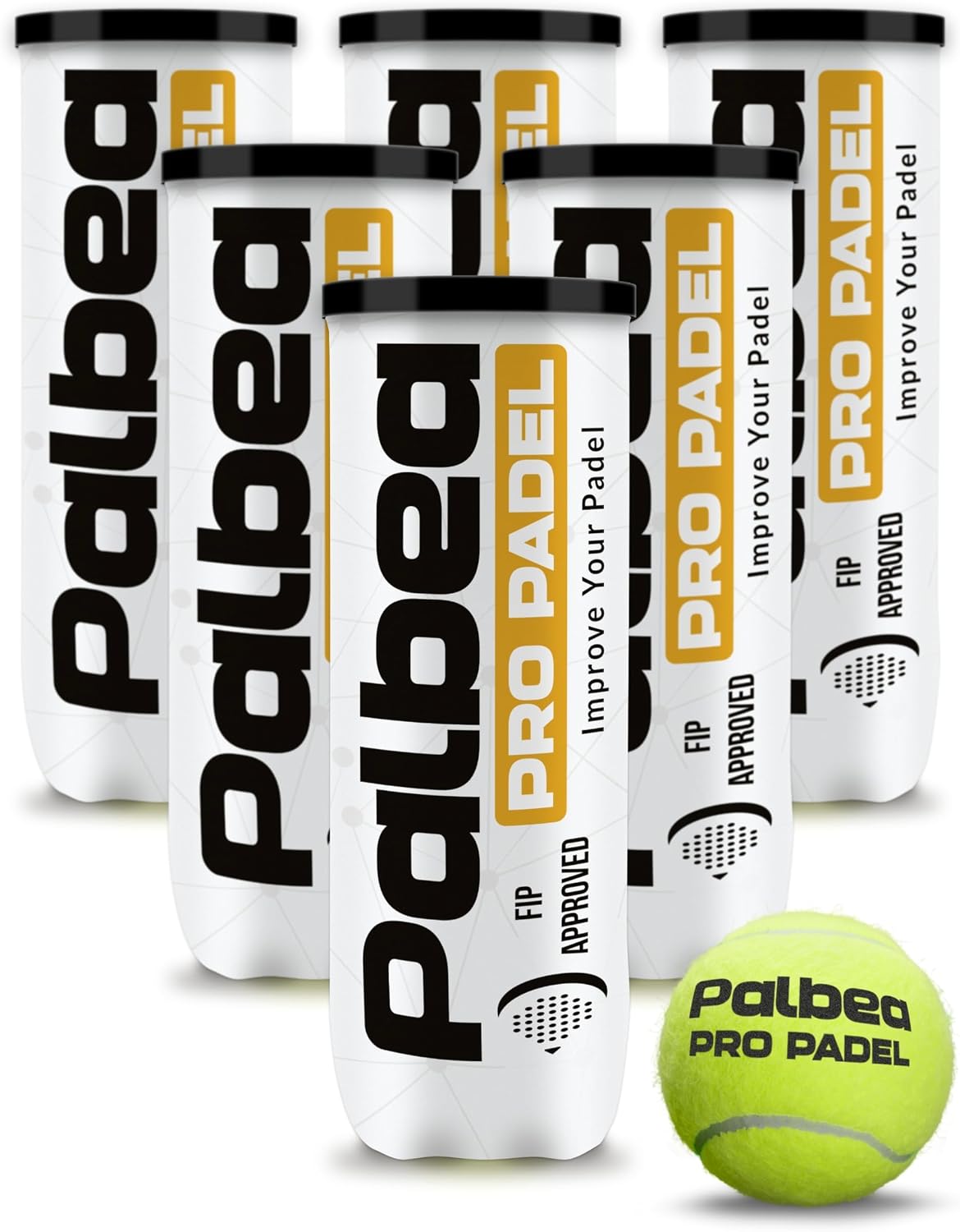 Palbea Pelotas de Padel PRO. 6\/12\/24 Tubos de 3 Pelotas de Pádel...