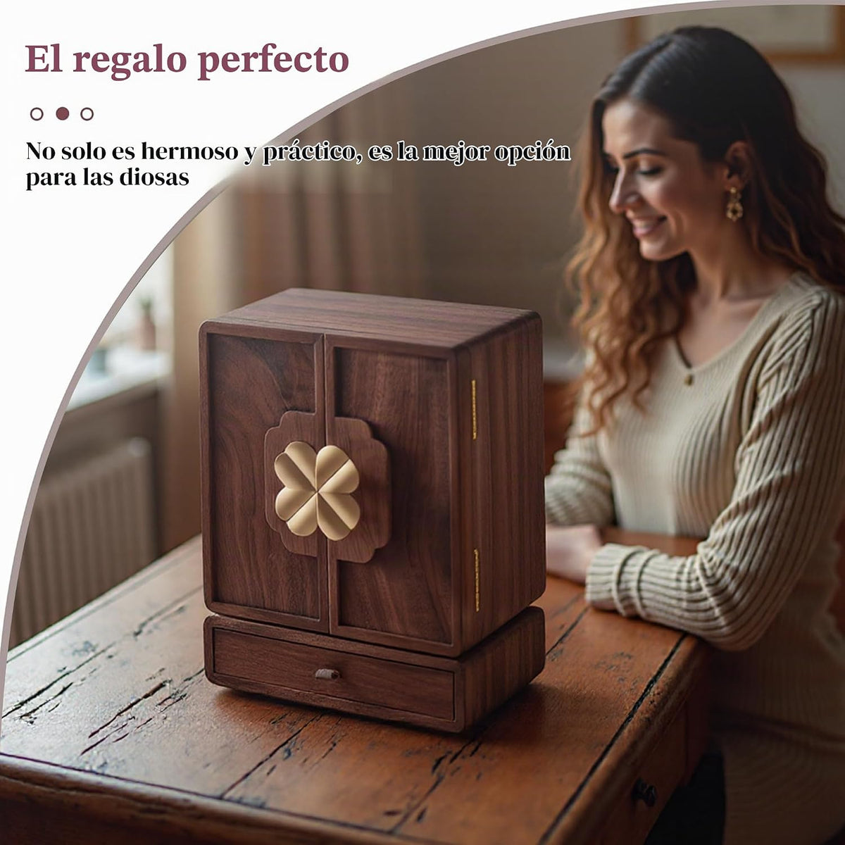KAOTGOT Joyero de madera para mujeres y niñas, organizador grande d...