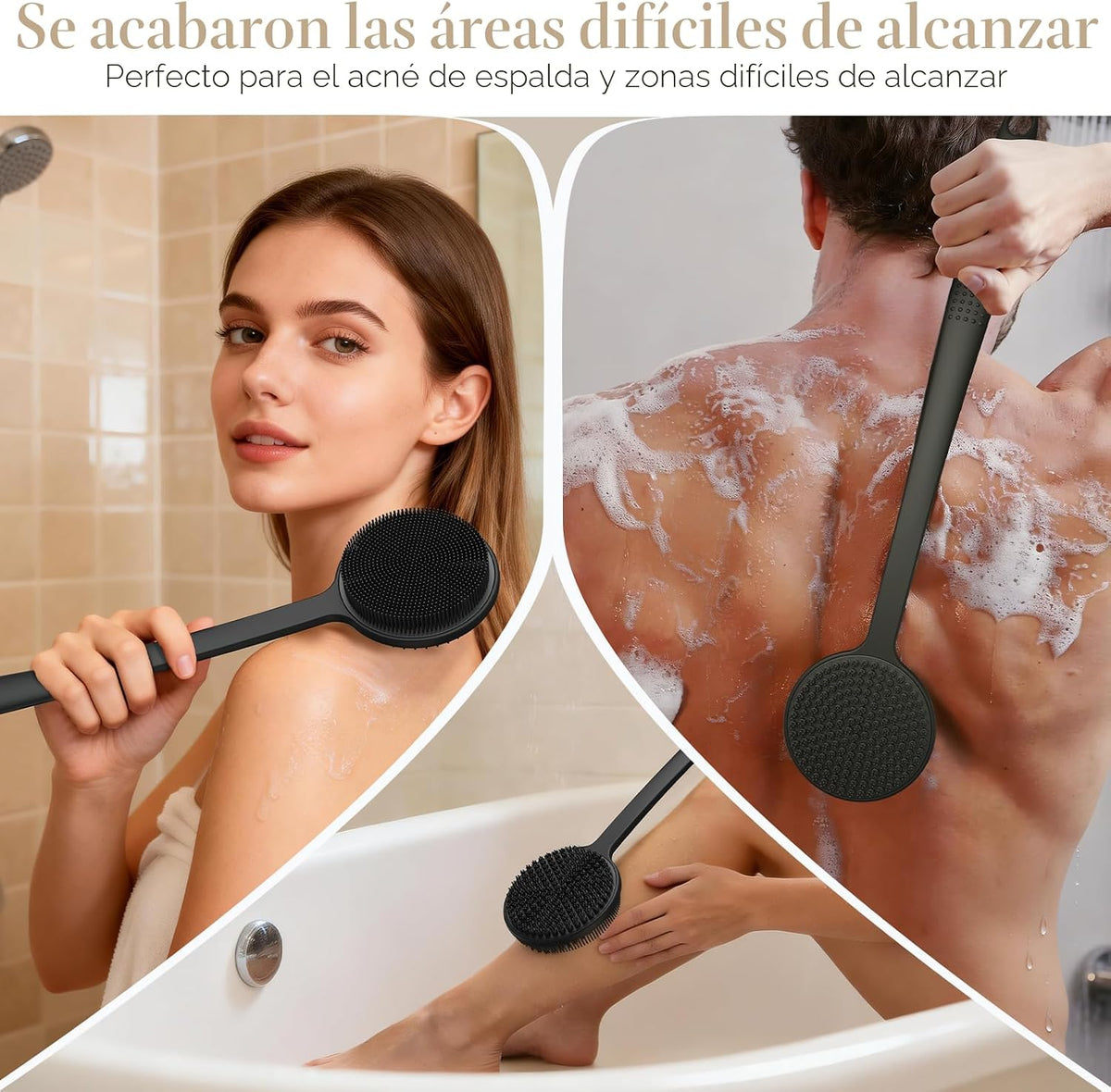 Depurador de silicona para la espalda para ducha y limpiador facial...