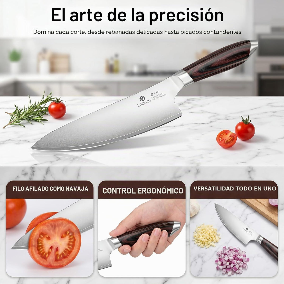 imarku Cuchillo de chef, cuchillo de cocina japonés de 8 pulgadas c...